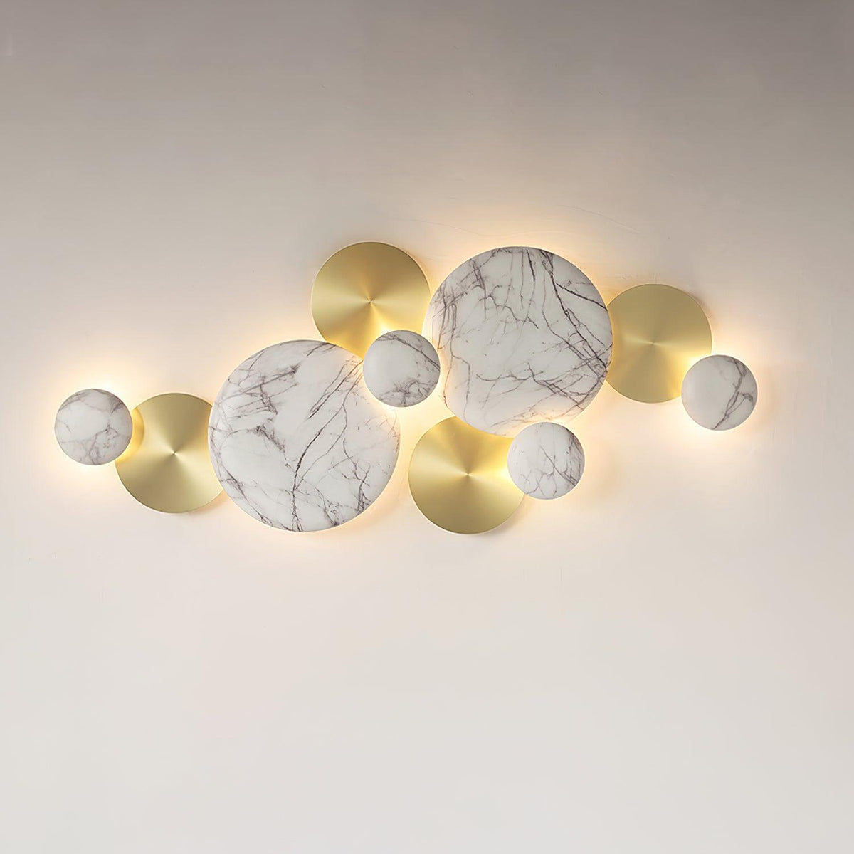 Nøordka Light Bespoke Wall Light Fixture L 39.3″  x H 16.1″ / L 100cm x H 41cm / Gold & Marbling Curved Copper Tube Contemporary Wall Lamp
