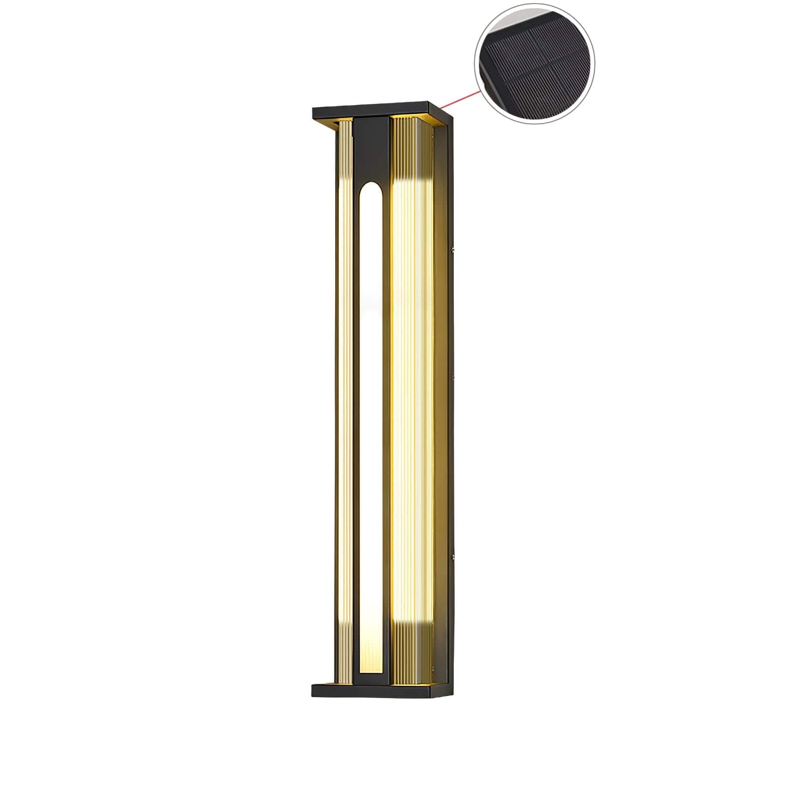 Nøordka Light Bespoke Wall Light Fixture L 6.3″ x W 4.7″ x H 31.5″ / L 16cm x W 12cm x H 80cm / Model B: Solar-Powered Version / Warm Light Brushed Stainless Steel Contemporary Wall Lamp