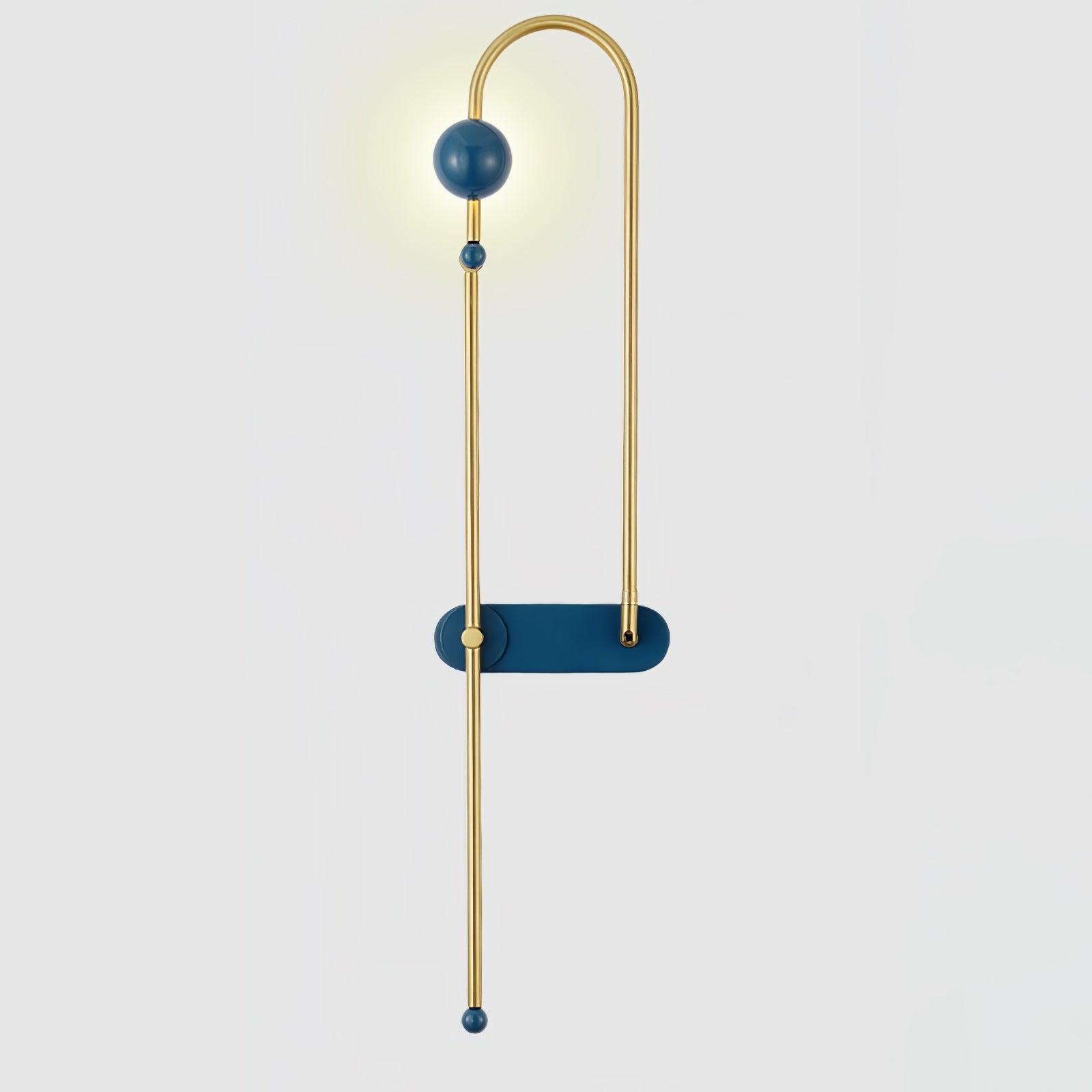 Nøordka Light Bespoke Wall Light Fixture Left: W 10.6″ x H 47.2″ / Gold & Blue / Warm Light Curved Looped Metal Contemporary Wall Lamp