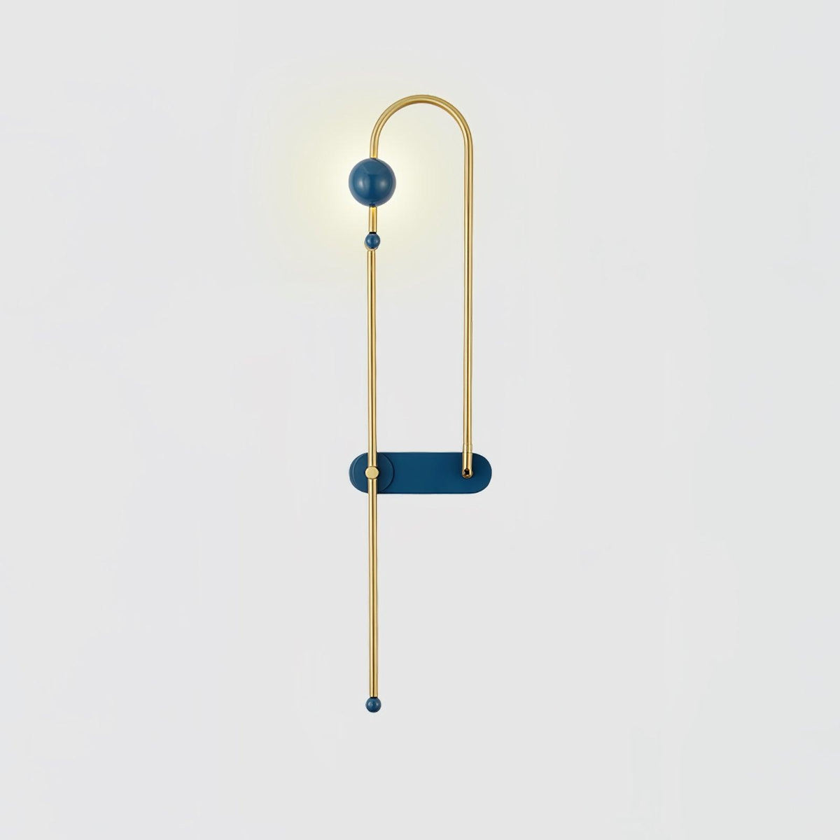 Nøordka Light Bespoke Wall Light Fixture Left: W 7.1″ x H 29.5″ / Gold &amp; Blue / Warm Light Curved Looped Metal Contemporary Wall Lamp