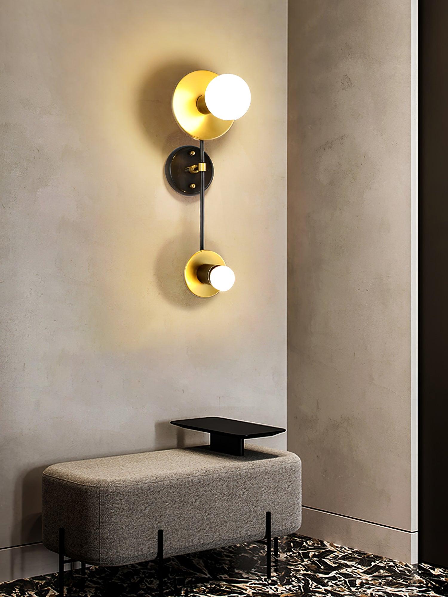 Nøordka Light Bespoke Wall Light Fixture Marble Balance Scale Brass Finish Wall Sconce