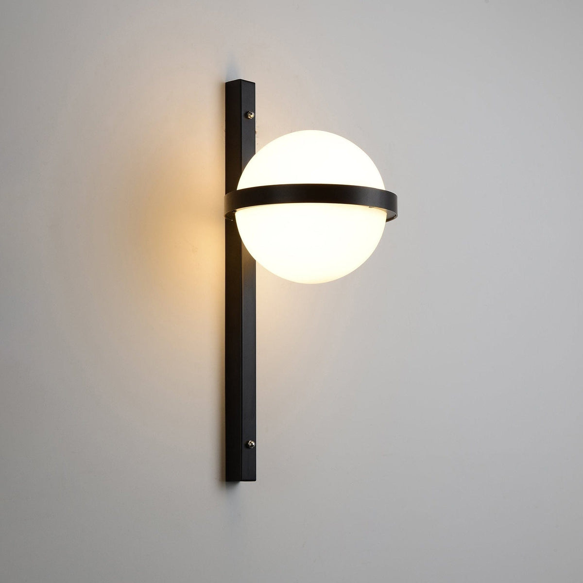 Nøordka Light Bespoke Wall Light Fixture Model A: ∅ 9.8″ x H 21.7″ / Black &amp; White Acrylic Ball / Warm Light Spherical Contemporary Designer Wall Light