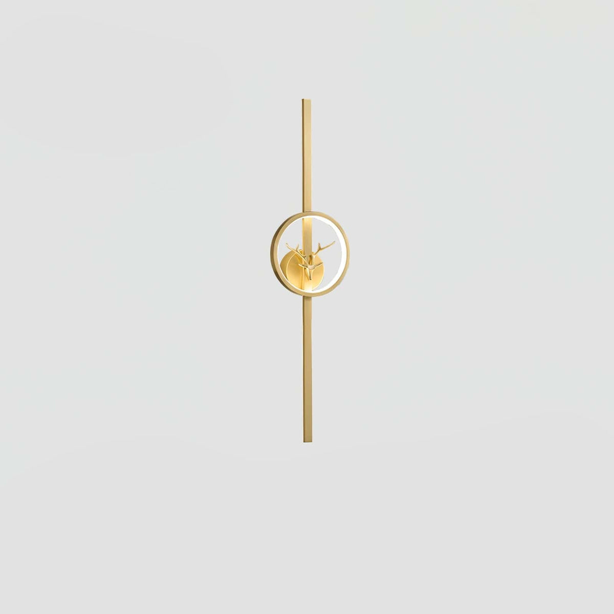 Nøordka Light Bespoke Wall Light Fixture Model B ∅ 5.1″ x H 31.5″ / Dia 13cm x H 80cm / Brass &amp; Three-Color Changing Light Deer Sculpture Brass Finish Home Wall Lamp