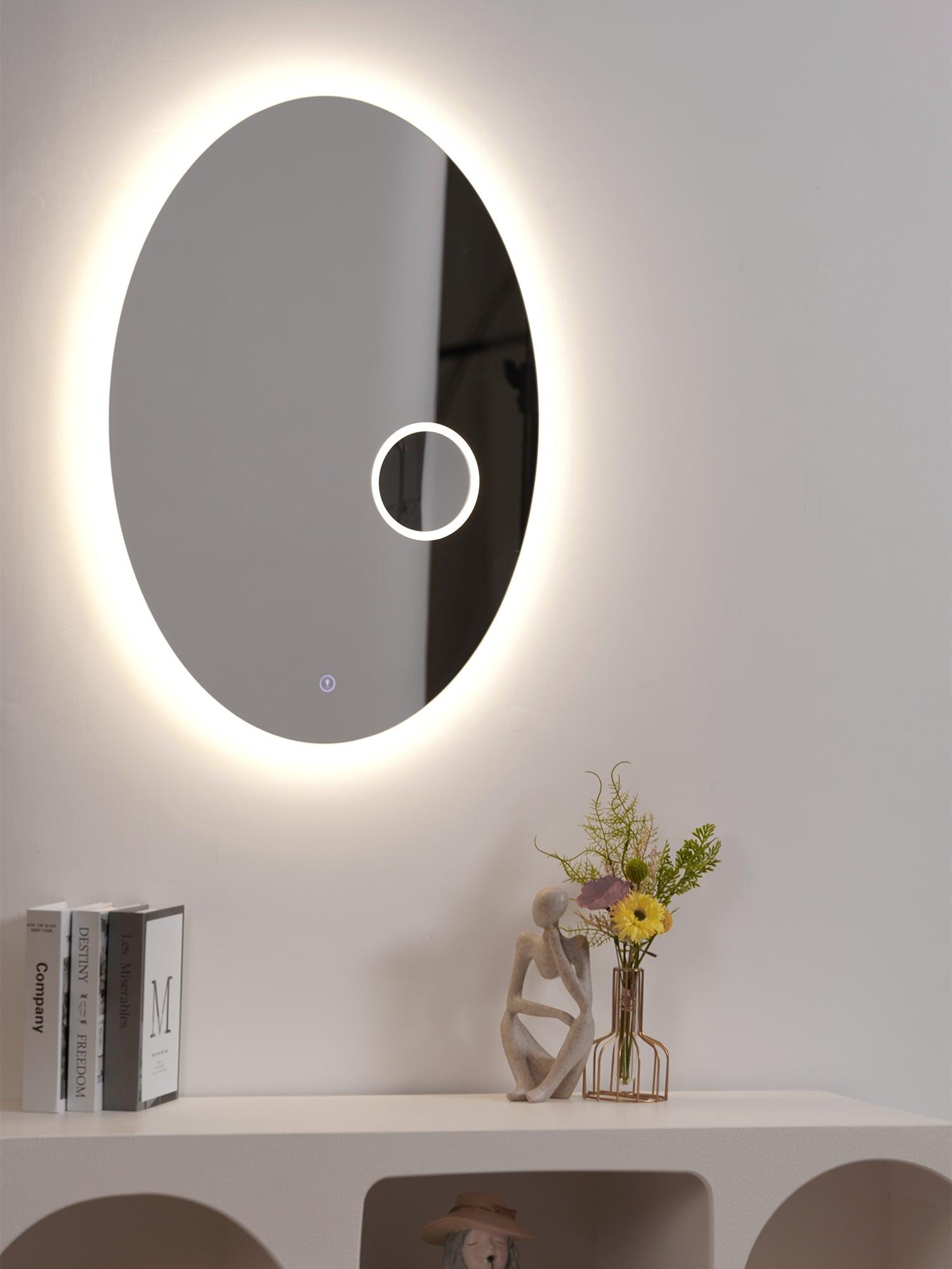 Nøordka Light Bespoke Wall Light Fixture Oval Backlit Mirror Nordic Inspired Wall Light