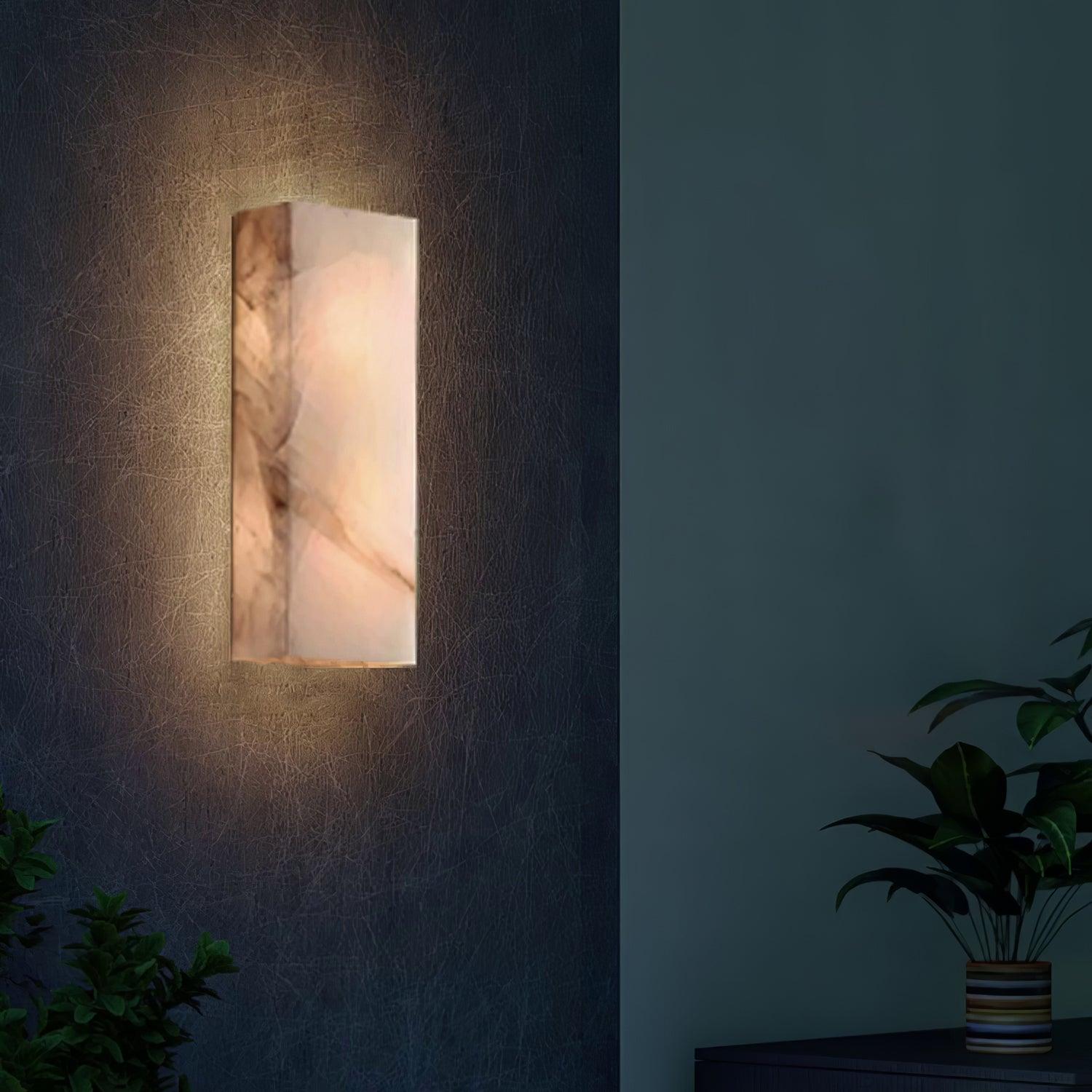 Nøordka Light Bespoke Wall Light Fixture Rectangular Alabaster Contemporary Wall Sconce