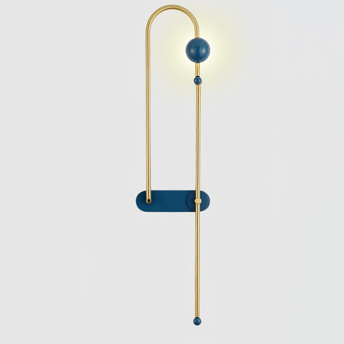 Nøordka Light Bespoke Wall Light Fixture Right: W 10.6″ x H 47.2″ / Gold &amp; Blue / Warm Light Curved Looped Metal Contemporary Wall Lamp