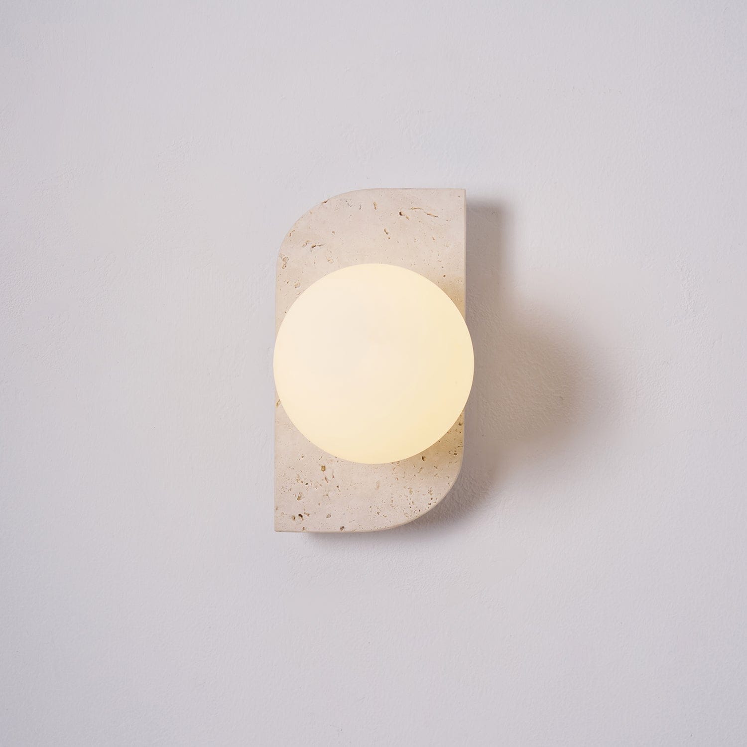 Nøordka Light Bespoke Wall Light Fixture Spherical Travertine Contemporary Wall Light