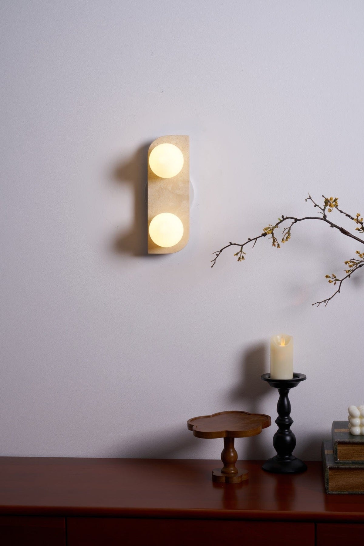 Nøordka Light Bespoke Wall Light Fixture Spherical Travertine Contemporary Wall Light
