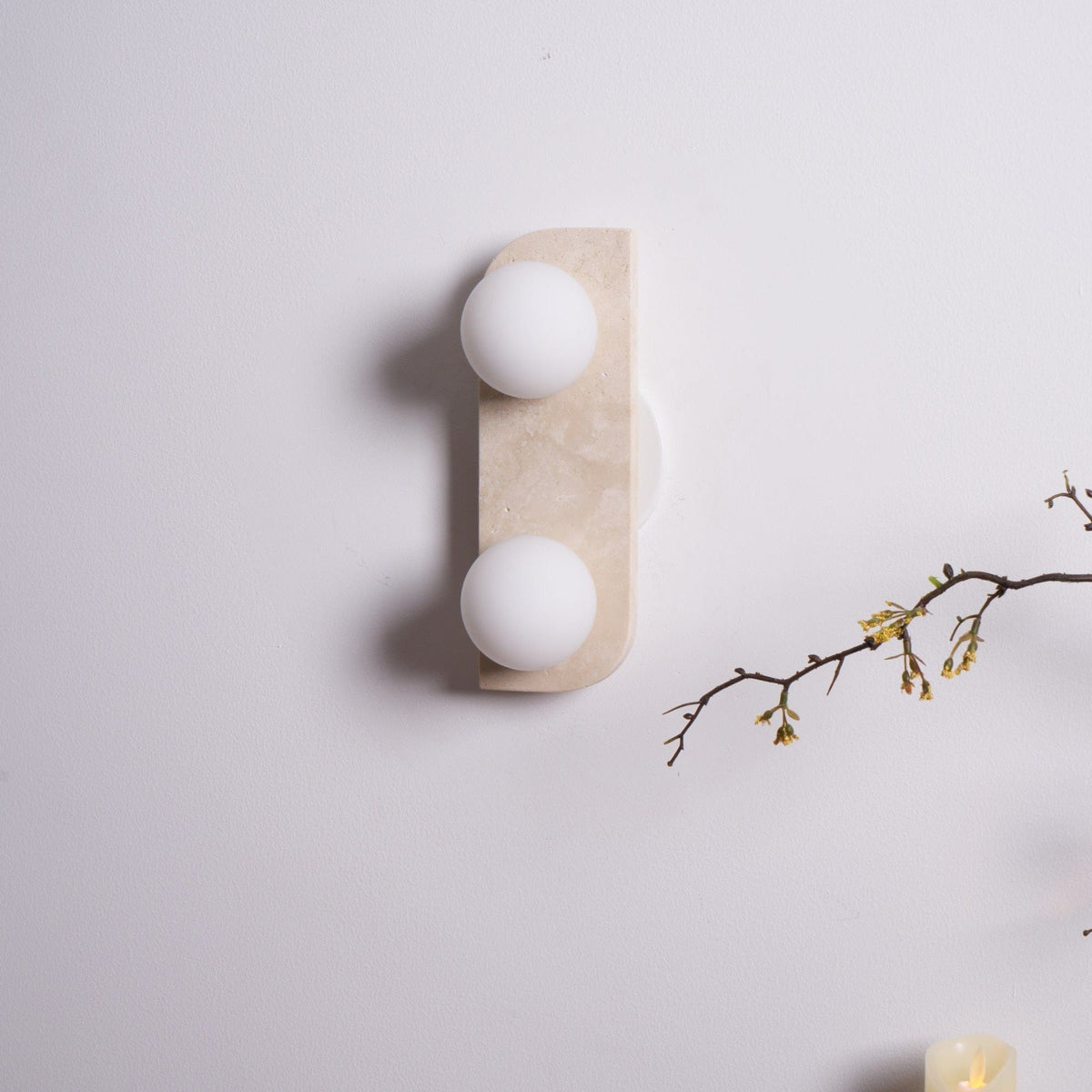 Nøordka Light Bespoke Wall Light Fixture Spherical Travertine Contemporary Wall Light