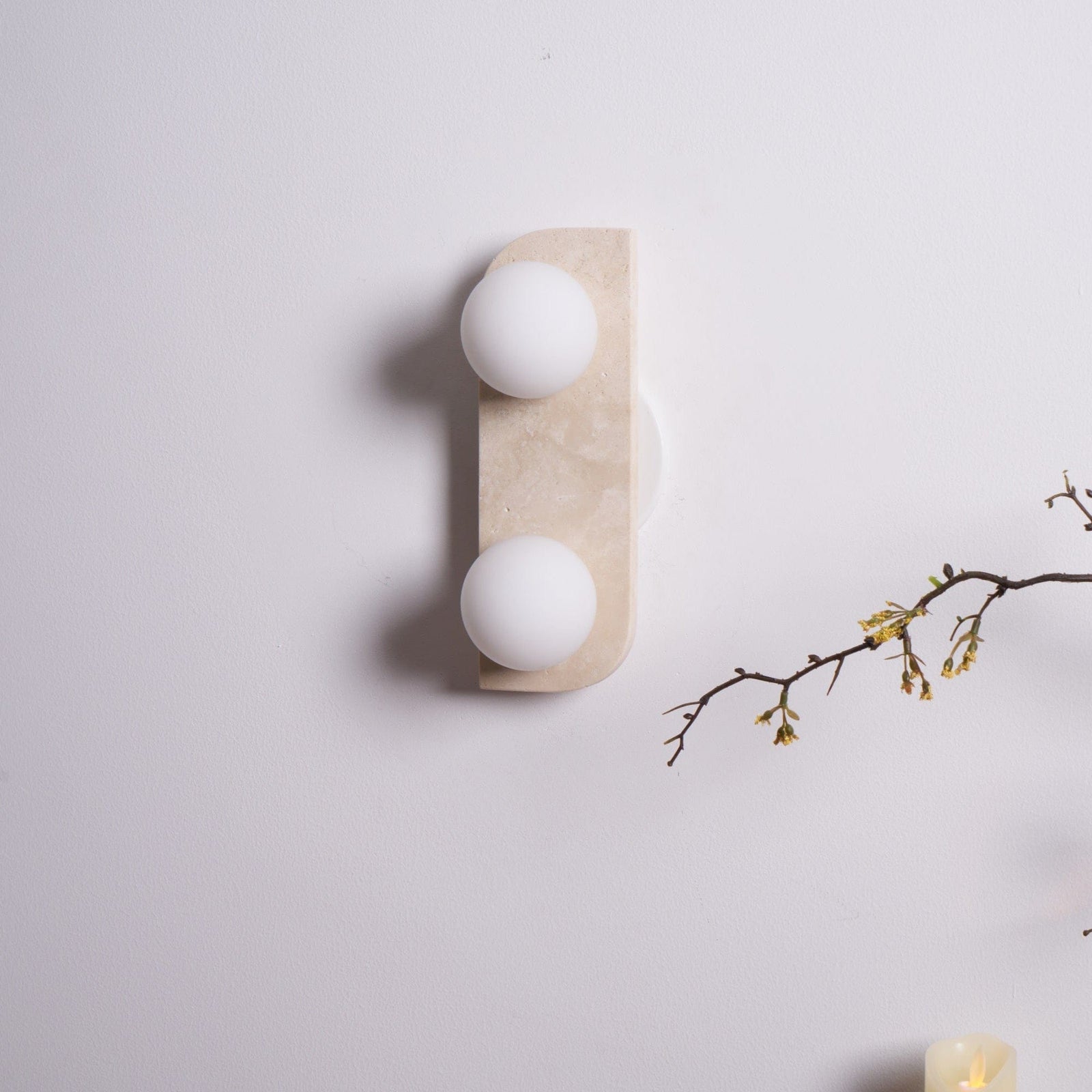 Nøordka Light Bespoke Wall Light Fixture Spherical Travertine Contemporary Wall Light