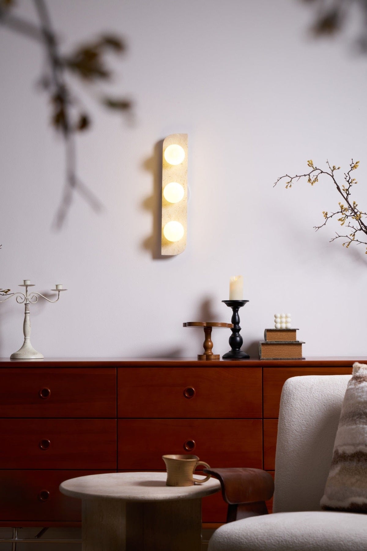 Nøordka Light Bespoke Wall Light Fixture Spherical Travertine Contemporary Wall Light