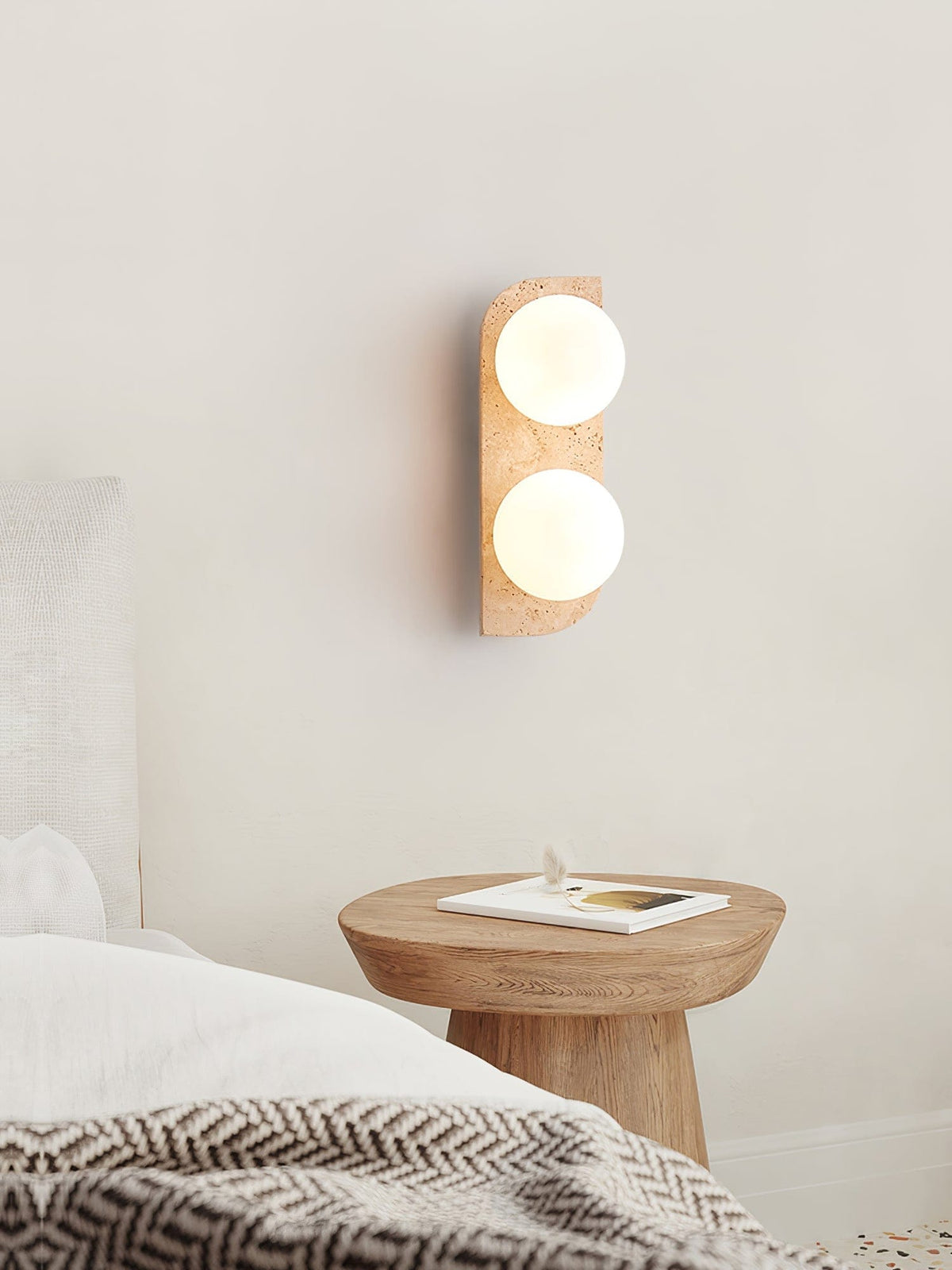 Nøordka Light Bespoke Wall Light Fixture Spherical Travertine Contemporary Wall Light