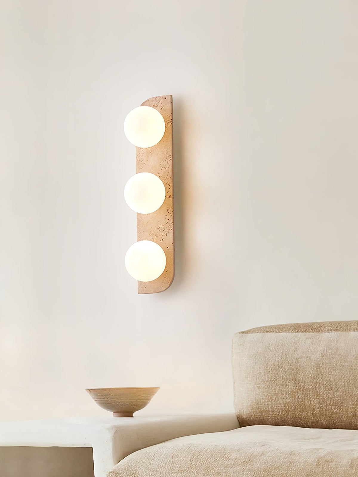 Nøordka Light Bespoke Wall Light Fixture Spherical Travertine Contemporary Wall Light