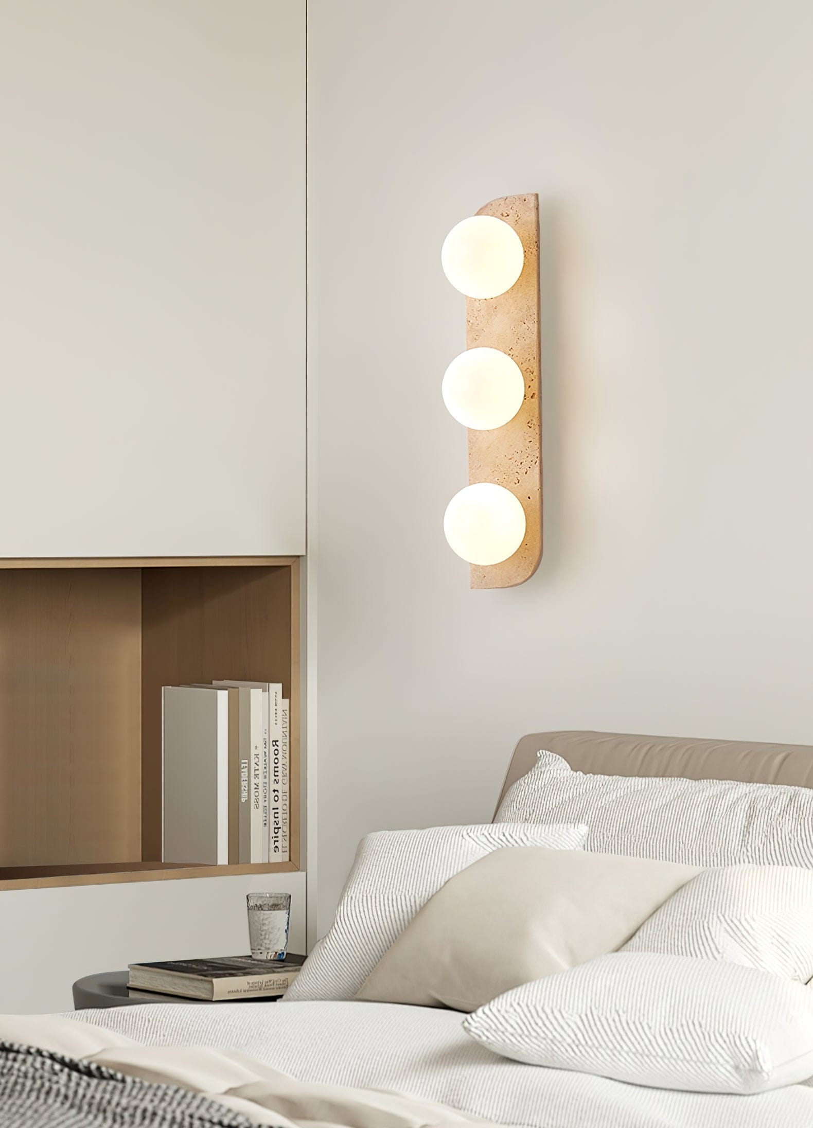 Nøordka Light Bespoke Wall Light Fixture Spherical Travertine Contemporary Wall Light