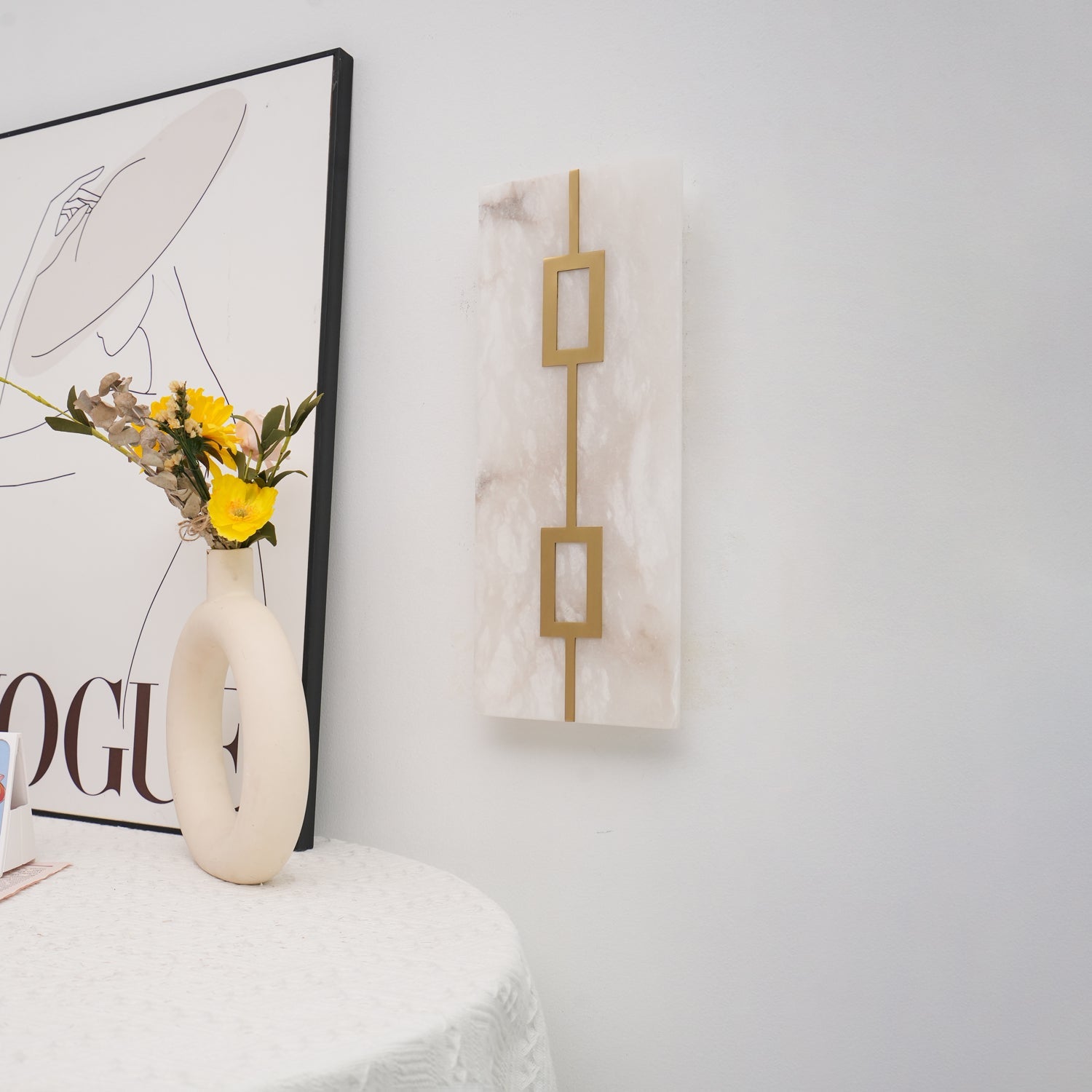 Nøordka Light Bespoke Wall Light Fixture Square Alabaster Contemporary Wall Light