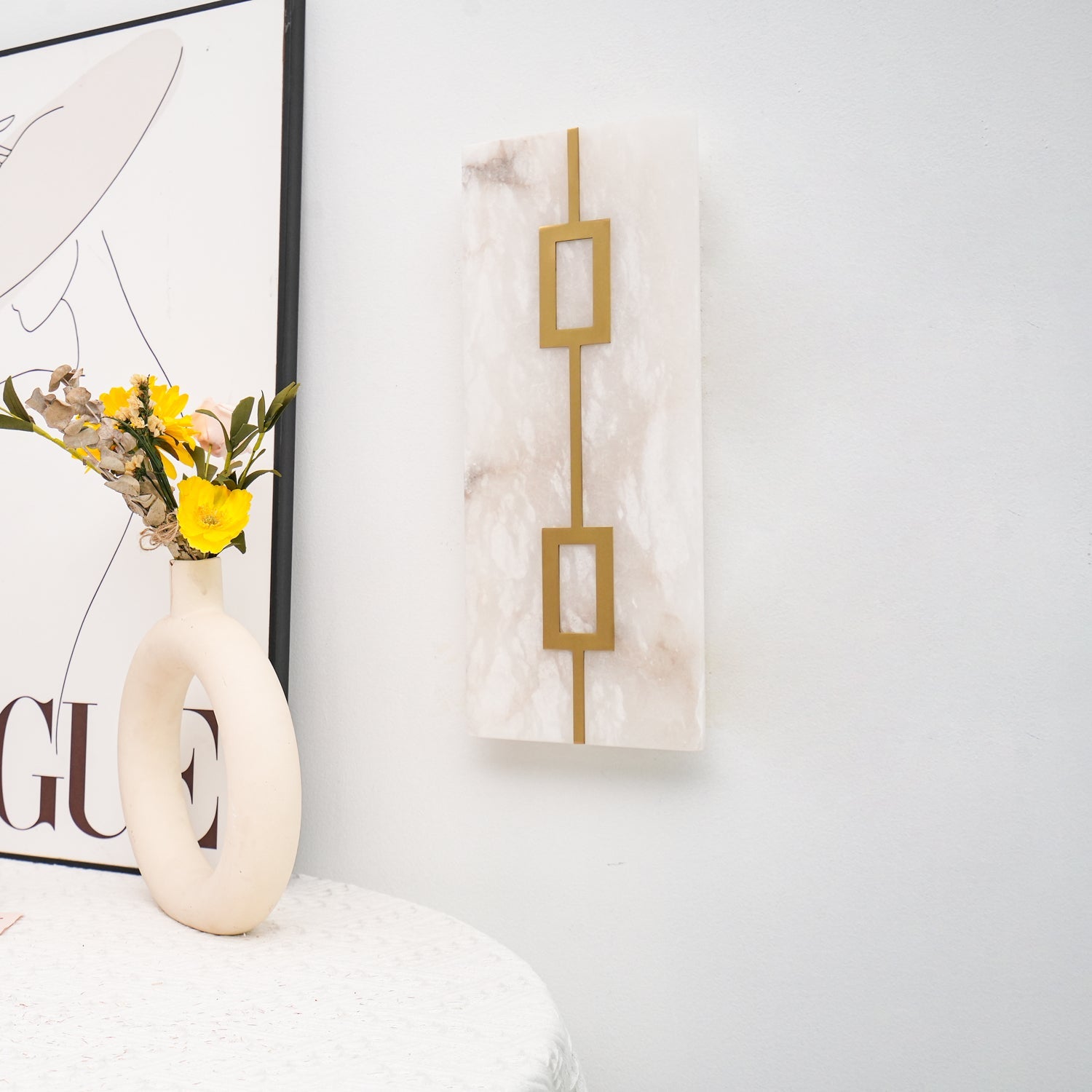 Nøordka Light Bespoke Wall Light Fixture Square Alabaster Contemporary Wall Light