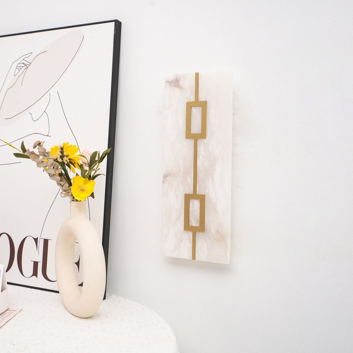 Nøordka Light Bespoke Wall Light Fixture Square Alabaster Contemporary Wall Light