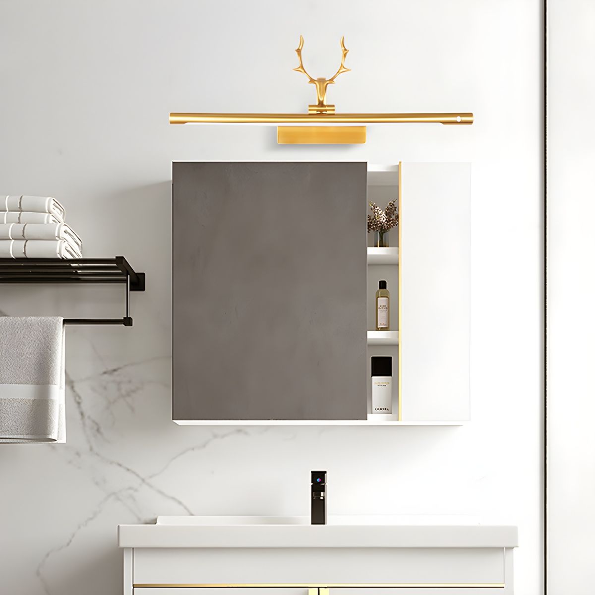 Nøordka Light Bespoke Wall Light Fixture Stag Horn Handcrafted Antique Brass Finish Wall Light