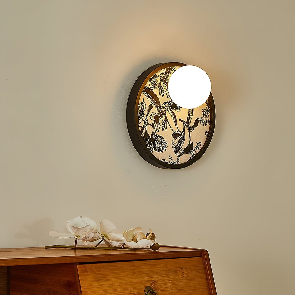 Nøordka Light Bespoke Wall Light Fixture Textured Circular Frame Contemporary Wall Light