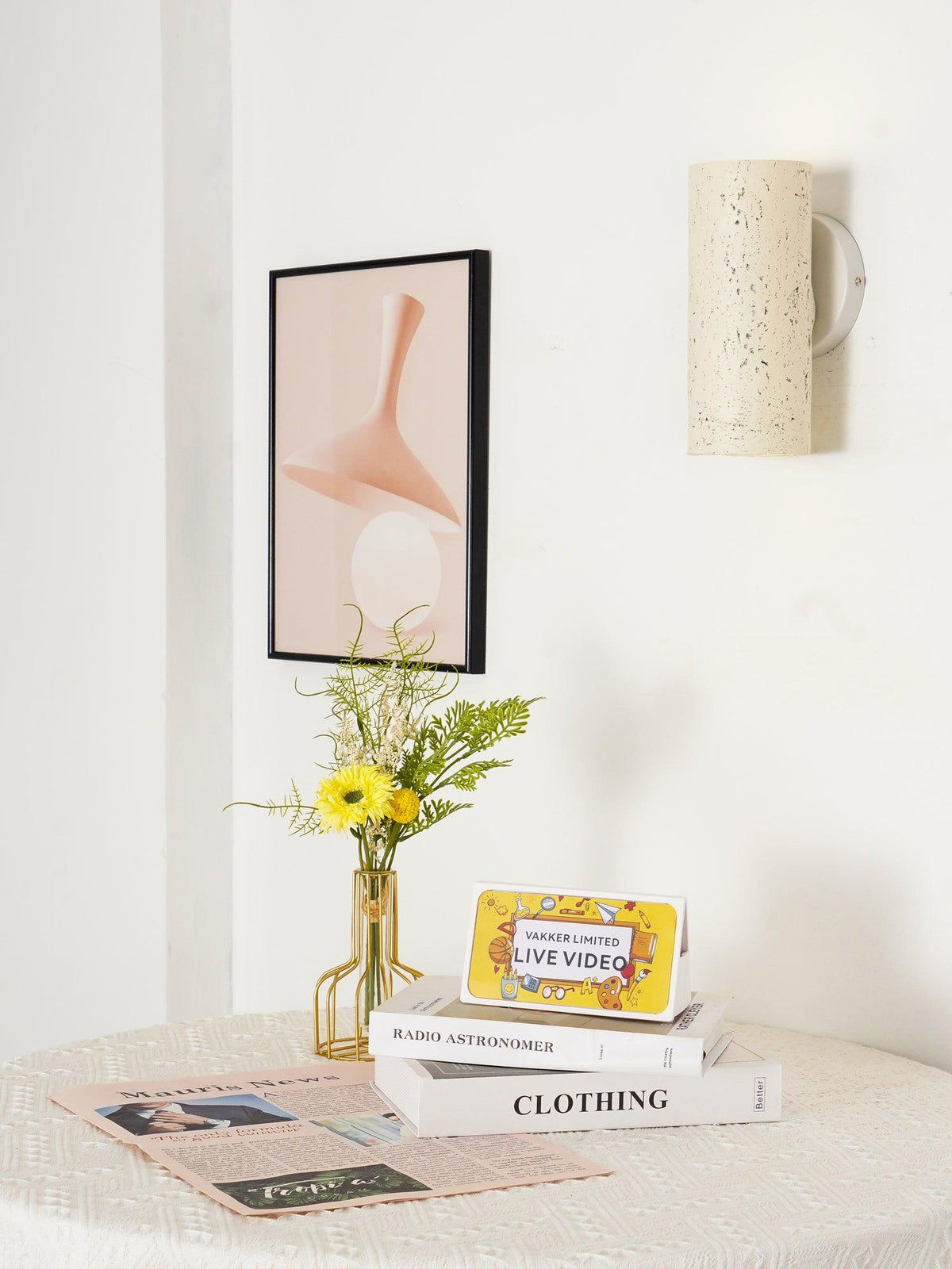 Nøordka Light Bespoke Wall Light Fixture Textured Cylinder Contemporary Wall Light