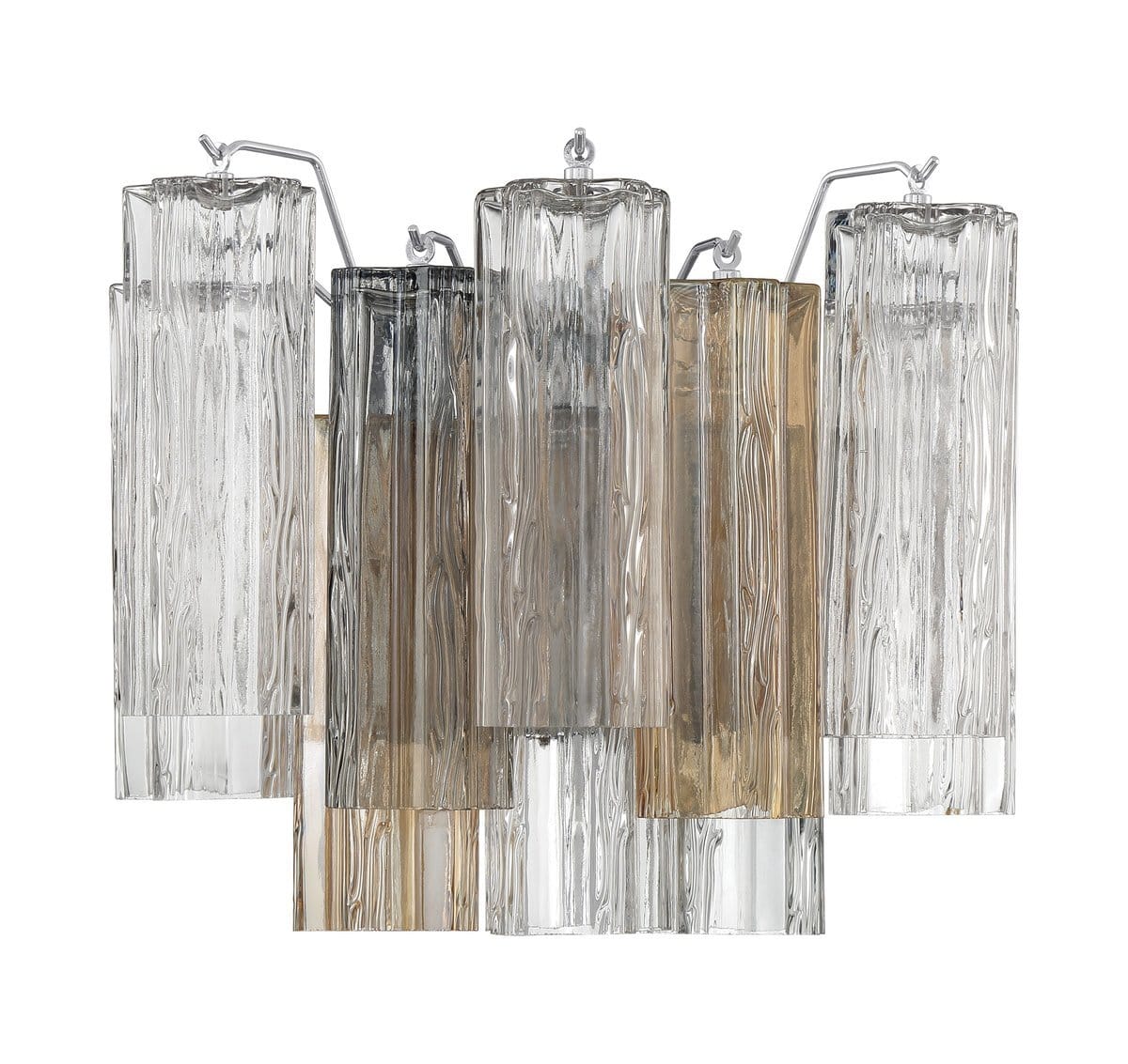 Nøordka Light Bespoke Wall Light Fixture Textured Glass Polished Chrome Finish Wall Light