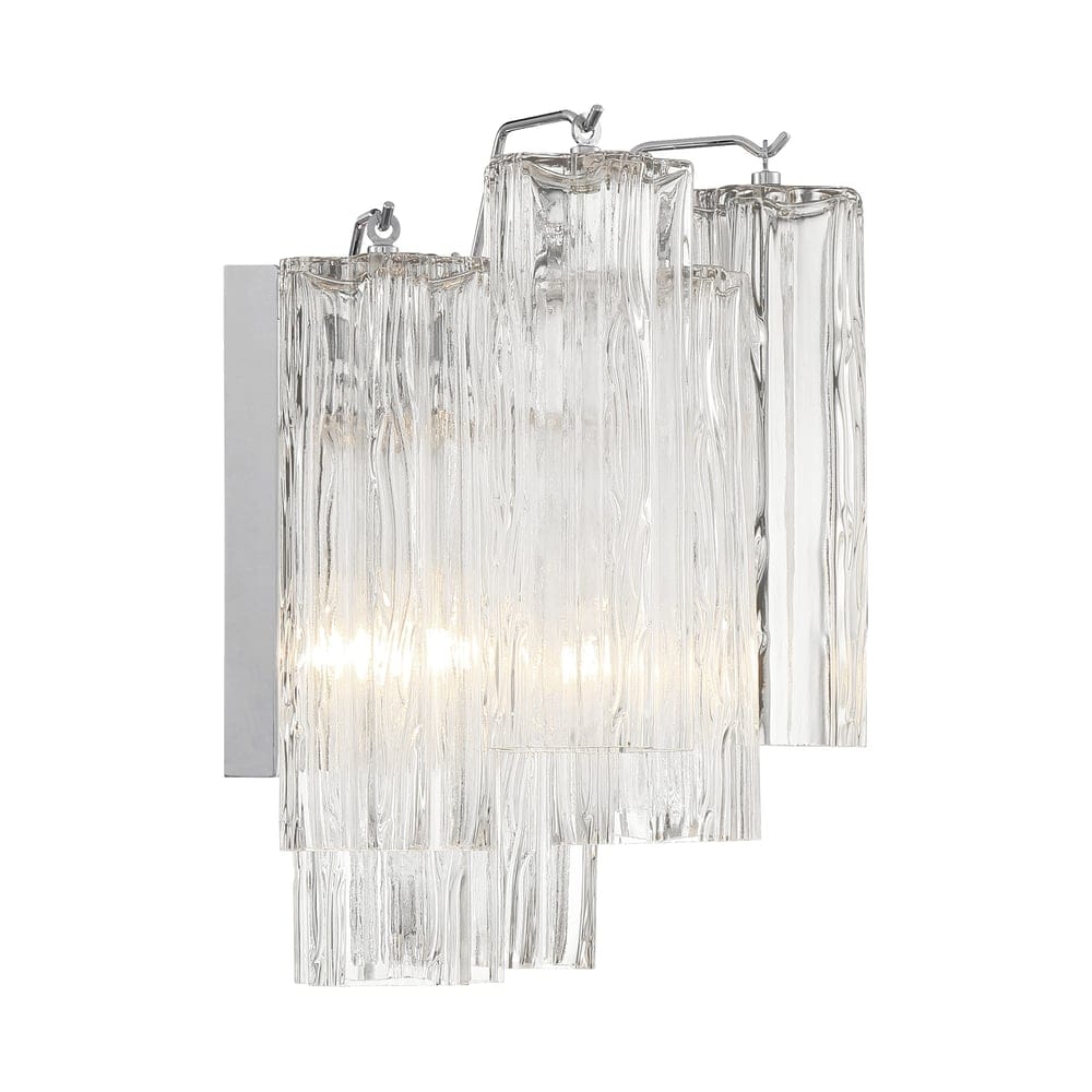 Nøordka Light Bespoke Wall Light Fixture Textured Glass Polished Chrome Finish Wall Light