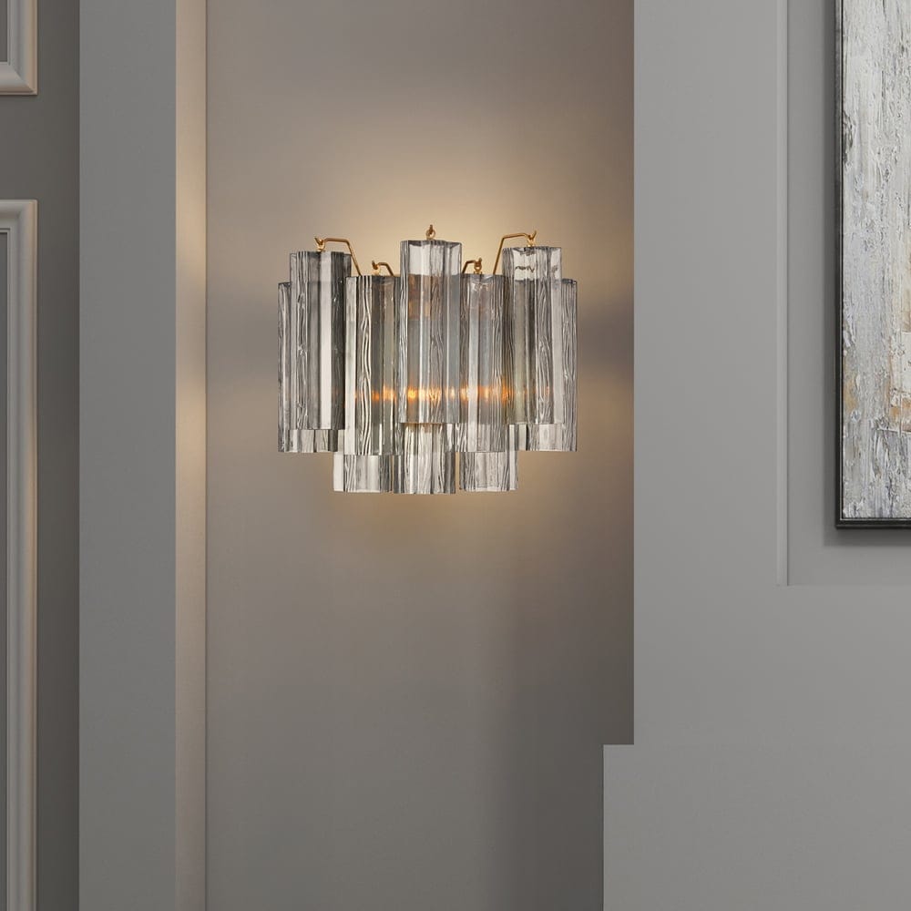Nøordka Light Bespoke Wall Light Fixture Textured Glass Polished Chrome Finish Wall Light