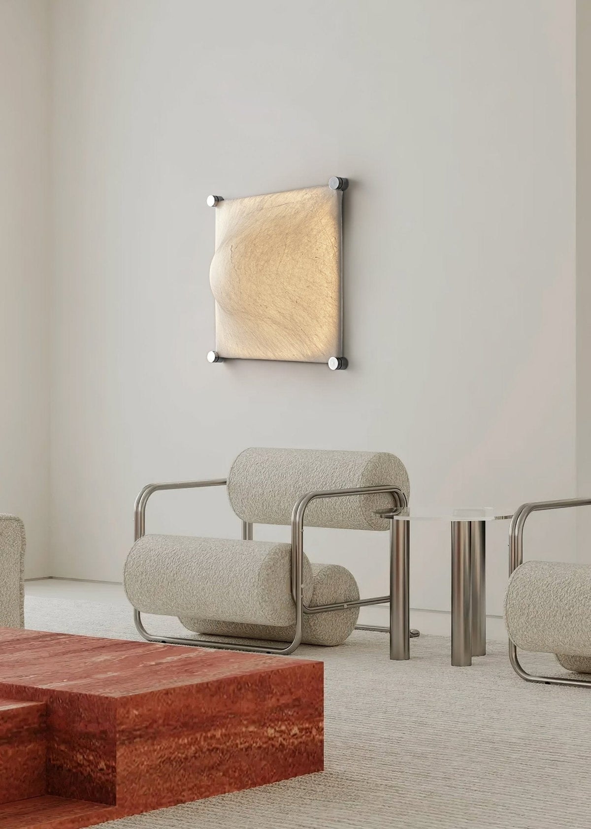 Nøordka Light Bespoke Wall Light Fixture Textured Silk Shade Contemporary Wall Light