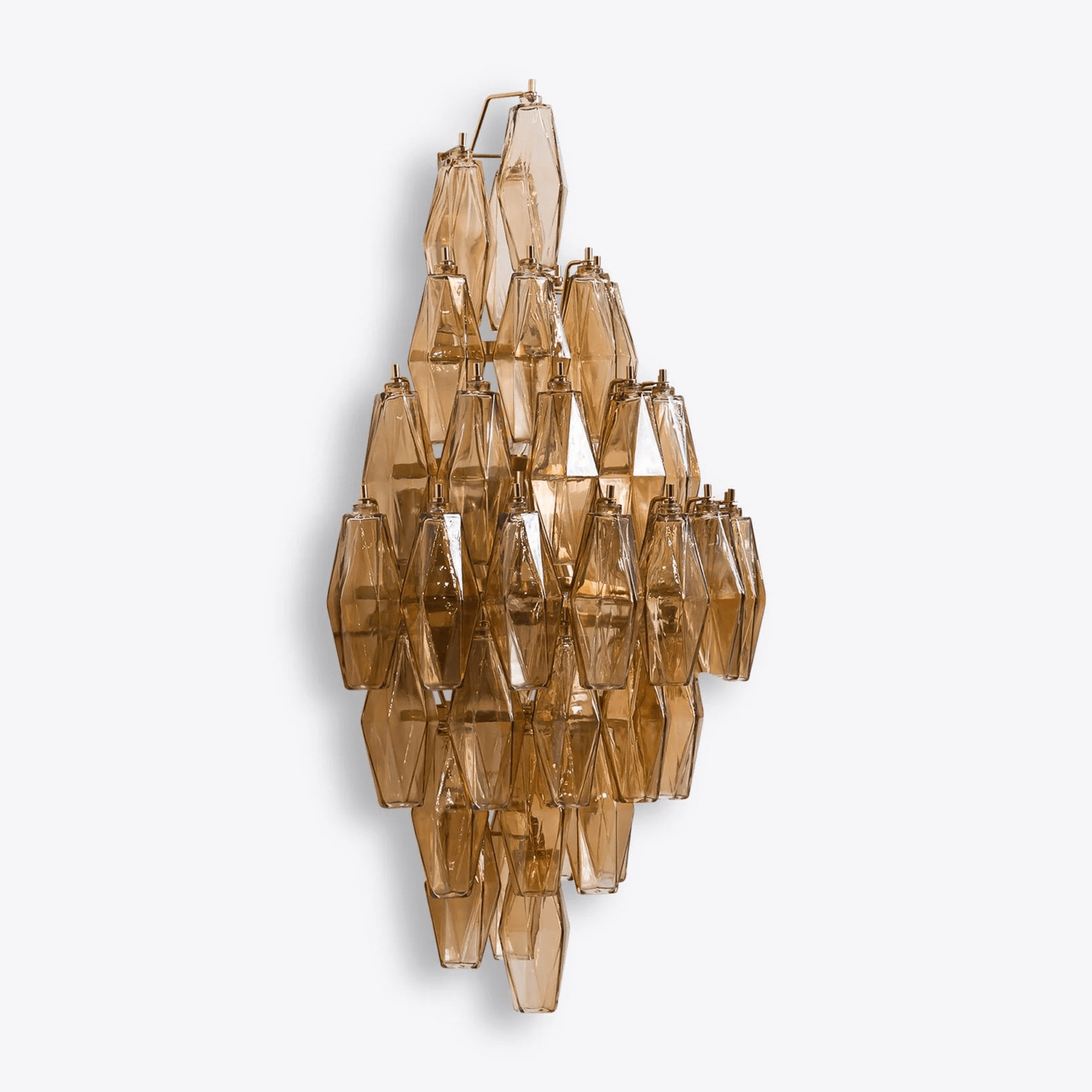 Nøordka Light Bespoke Wall Light Fixture Tiered Diamond Glass Brass Finish Wall Light