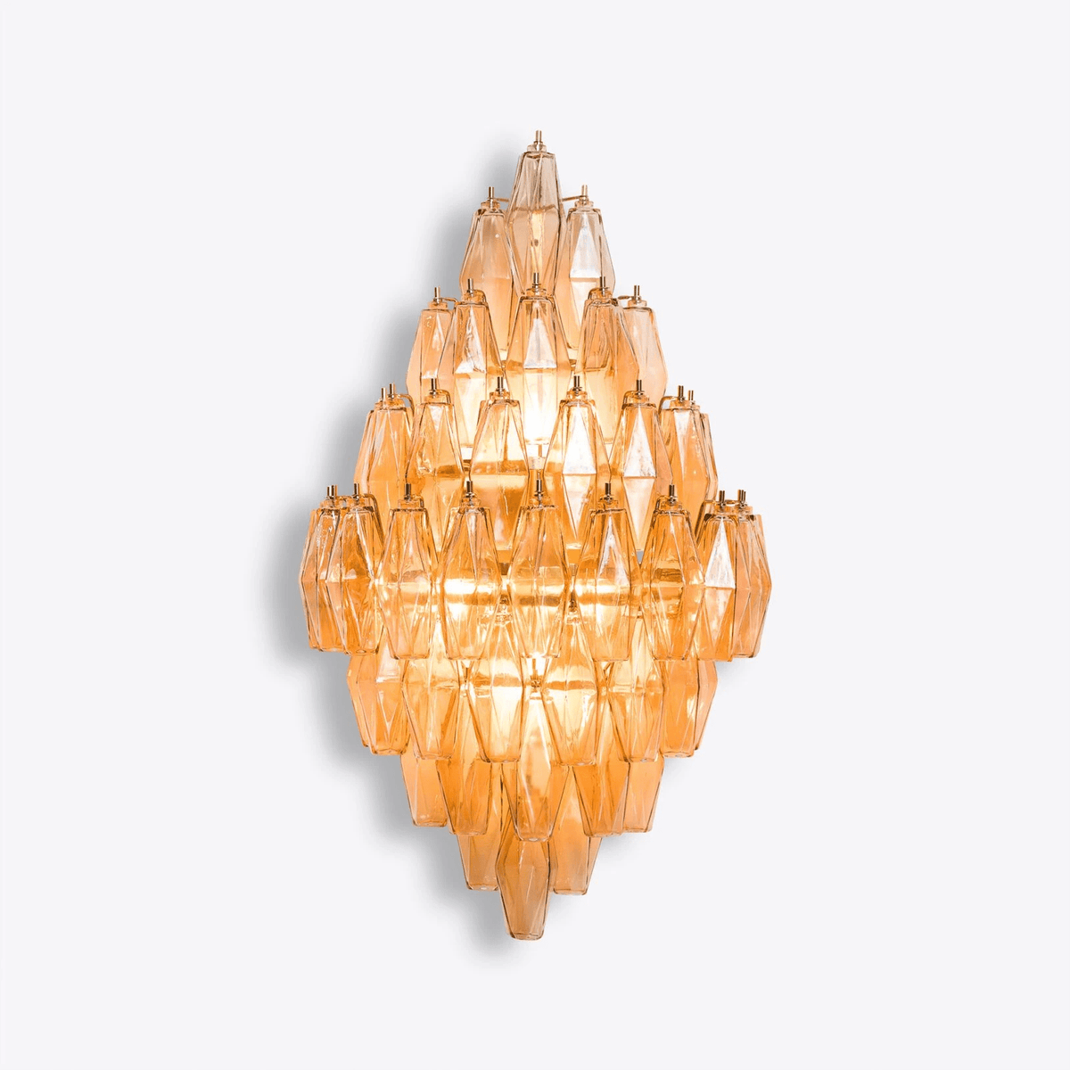 Nøordka Light Bespoke Wall Light Fixture Tiered Diamond Glass Brass Finish Wall Light