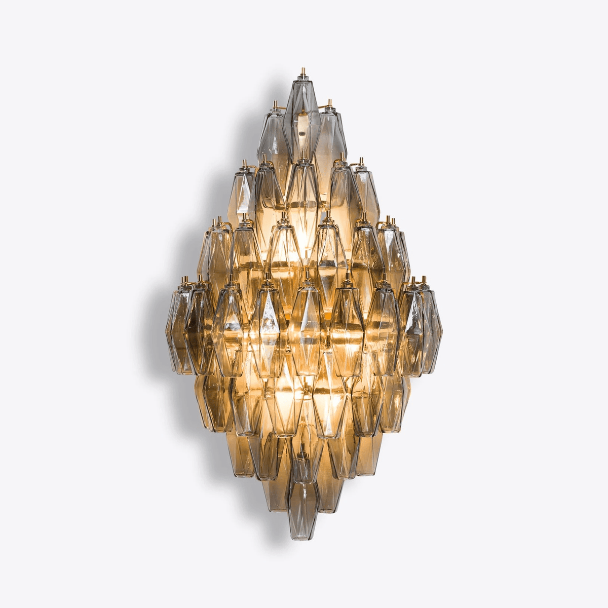 Nøordka Light Bespoke Wall Light Fixture Tiered Diamond Glass Brass Finish Wall Light
