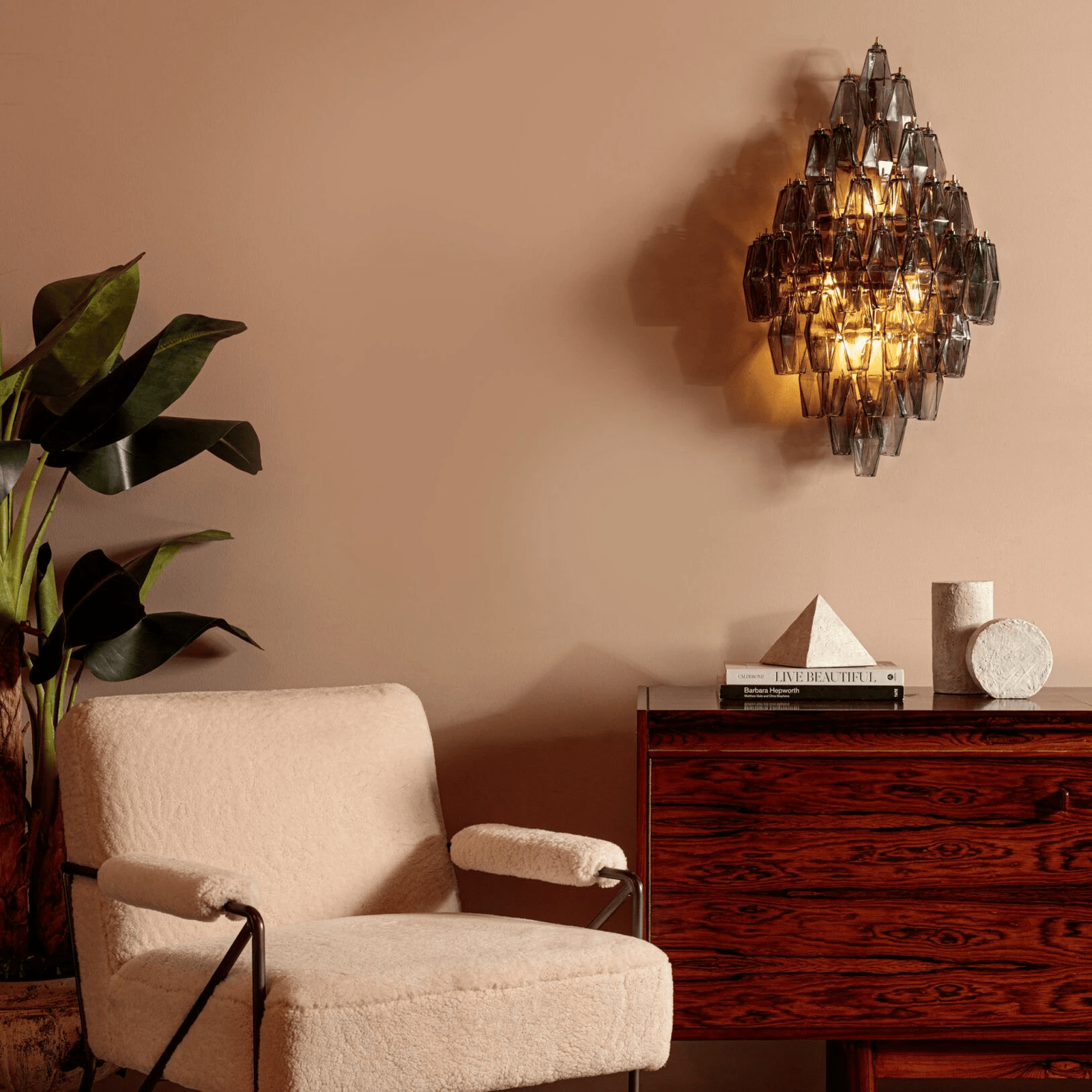 Nøordka Light Bespoke Wall Light Fixture Tiered Diamond Glass Brass Finish Wall Light