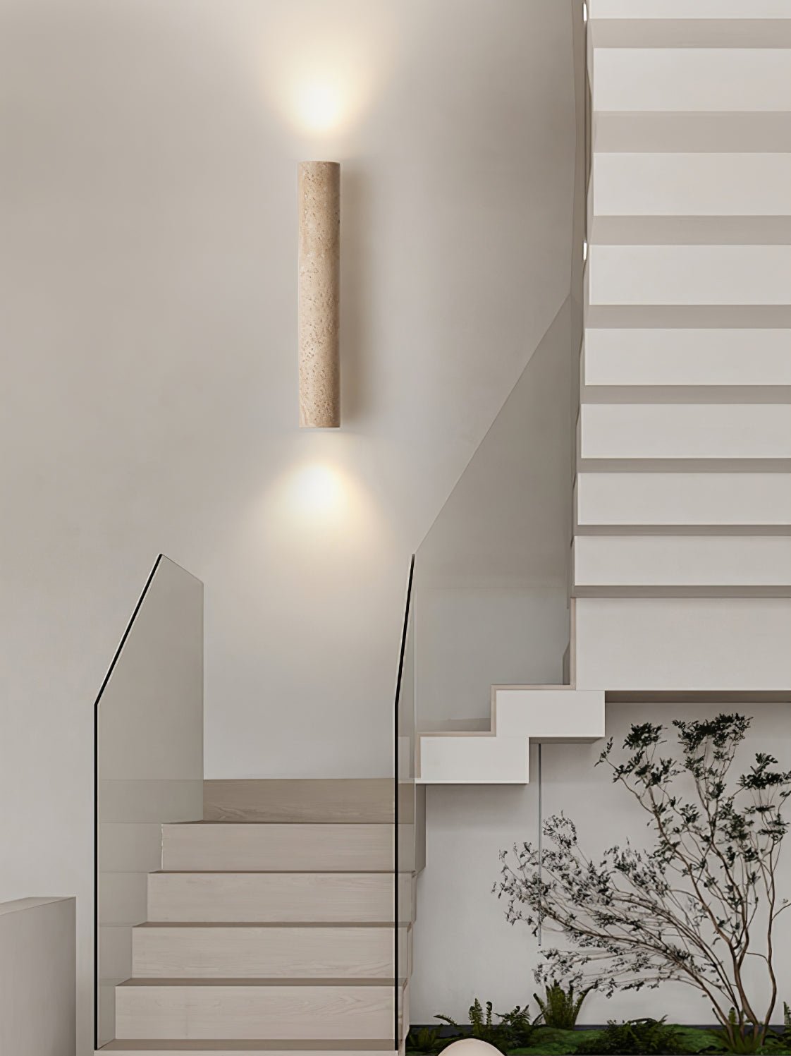 Nøordka Light Bespoke Wall Light Fixture Travertine Column Contemporary Wall Light