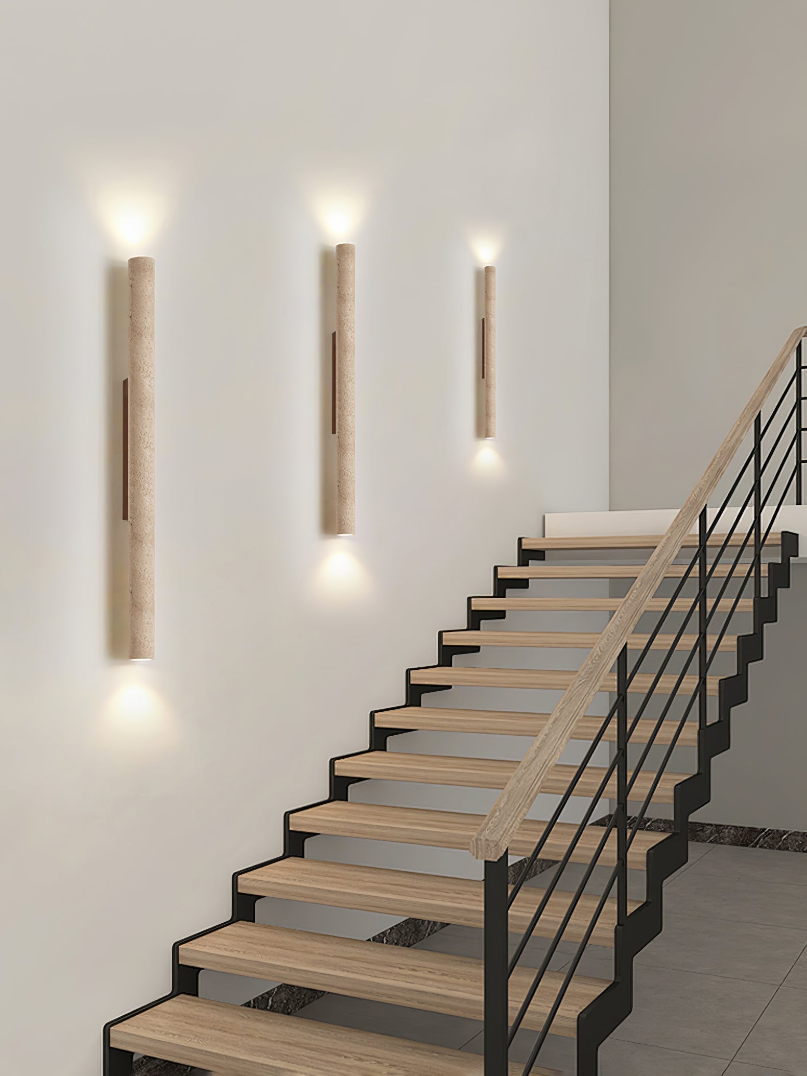 Nøordka Light Bespoke Wall Light Fixture Travertine Column Contemporary Wall Light
