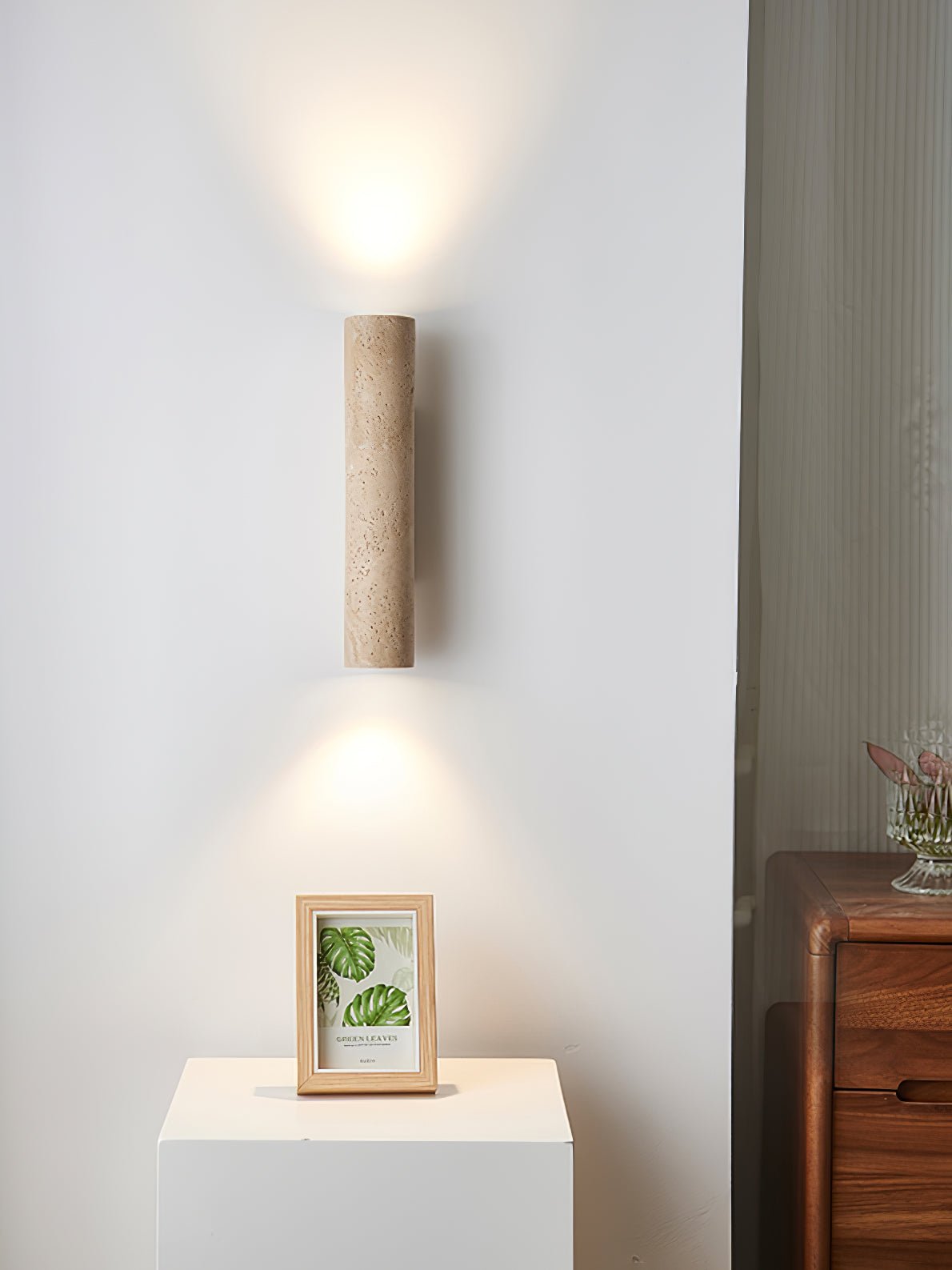 Nøordka Light Bespoke Wall Light Fixture Travertine Column Contemporary Wall Light
