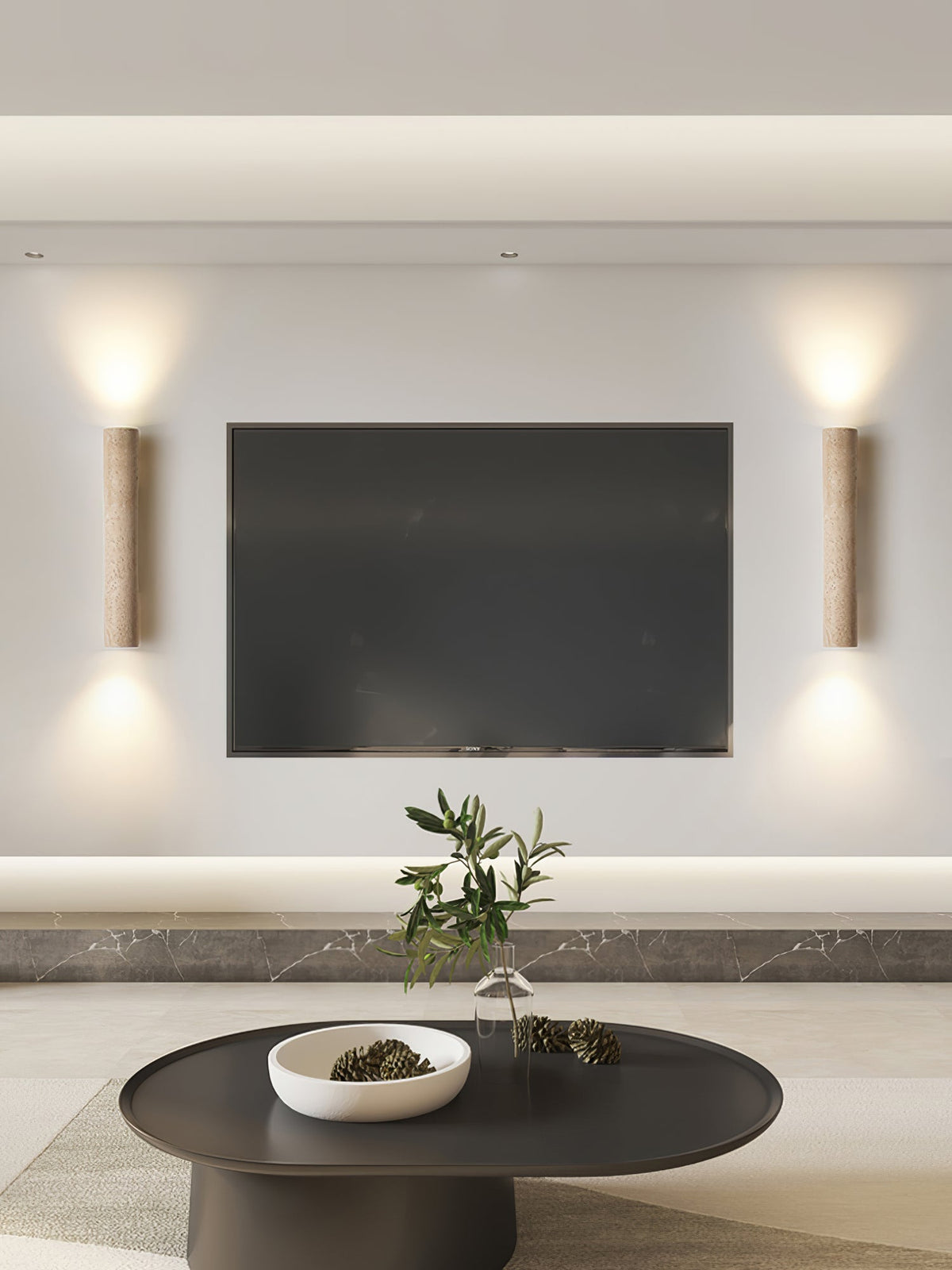 Nøordka Light Bespoke Wall Light Fixture Travertine Column Contemporary Wall Light