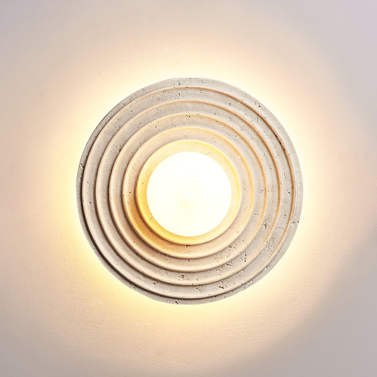 Nøordka Light Bespoke Wall Light Fixture Travertine Concentric Ring Contemporary Wall Light