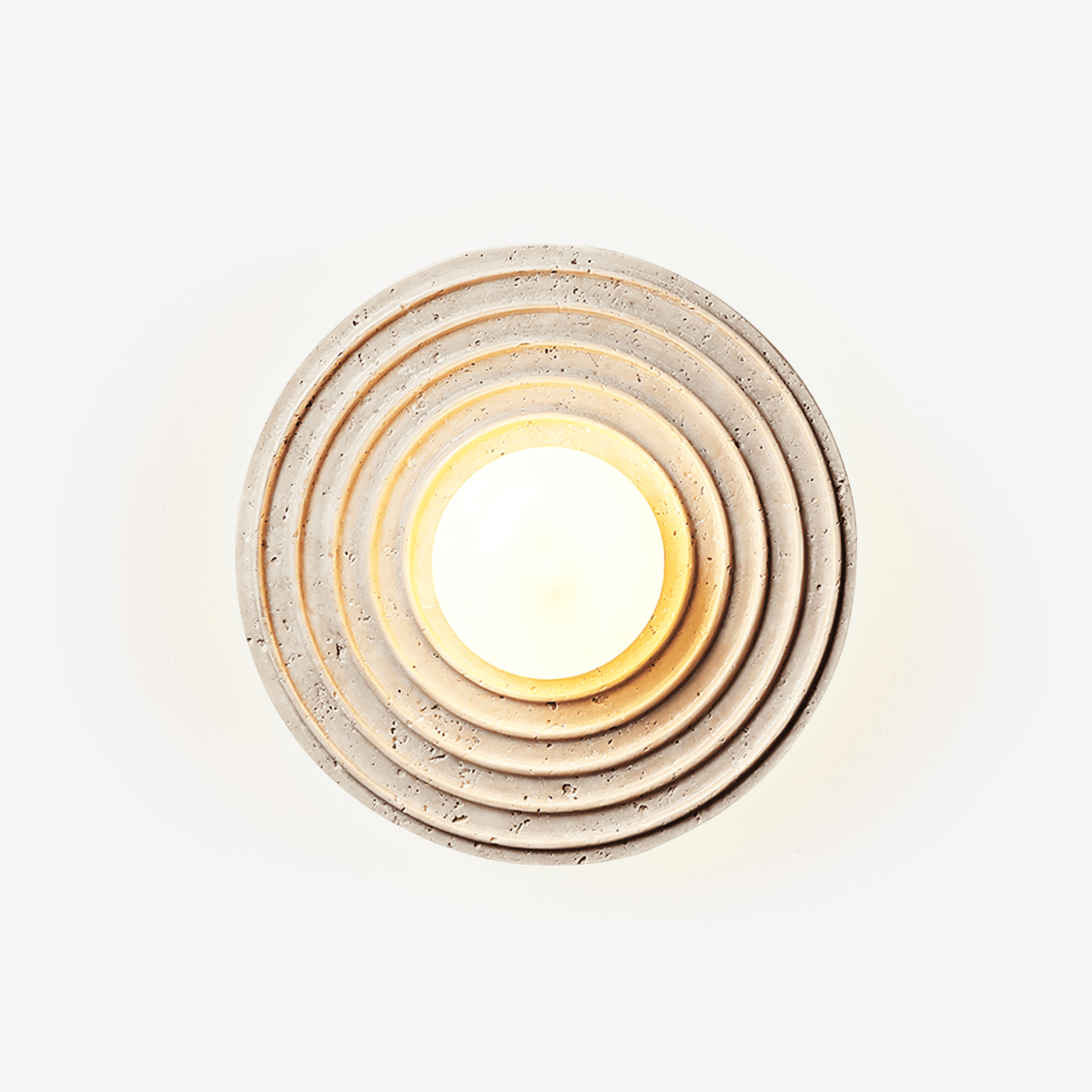 Nøordka Light Bespoke Wall Light Fixture Travertine Concentric Ring Contemporary Wall Light