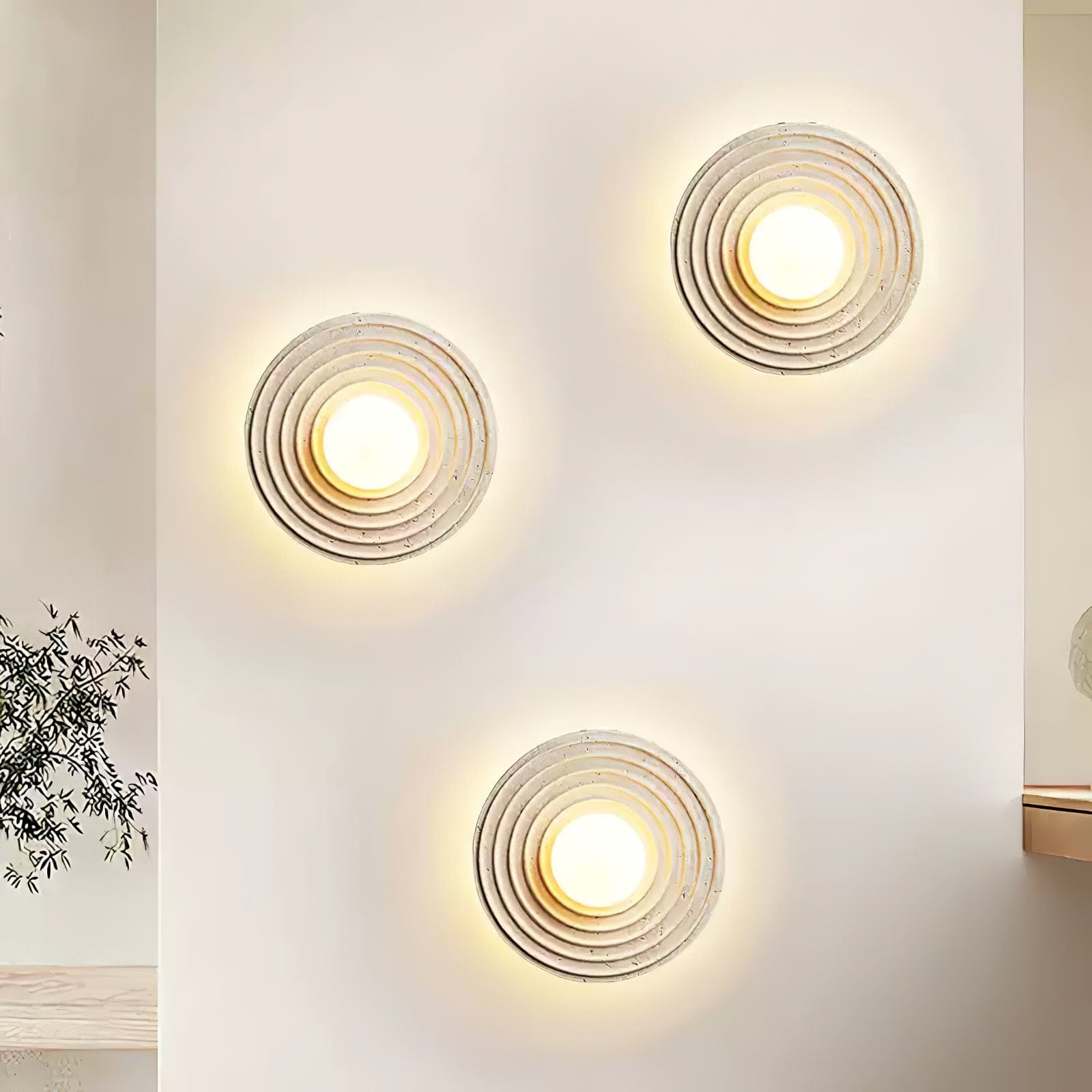 Nøordka Light Bespoke Wall Light Fixture Travertine Concentric Ring Contemporary Wall Light