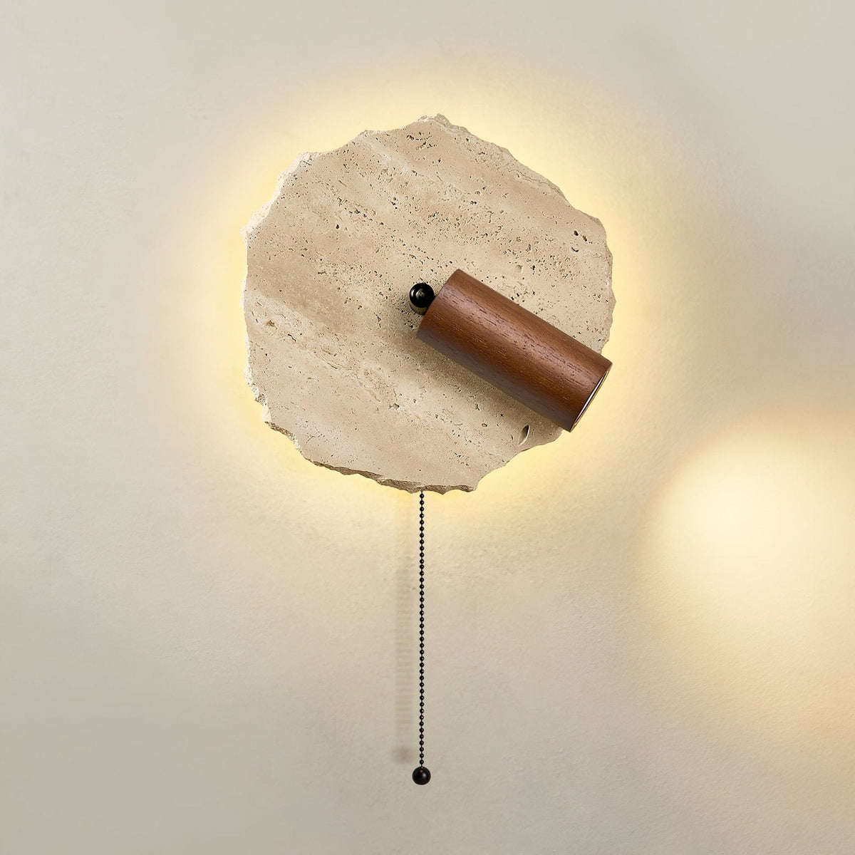 Nøordka Light Bespoke Wall Light Fixture Travertine Contemporary Walnut Accent Wall Light