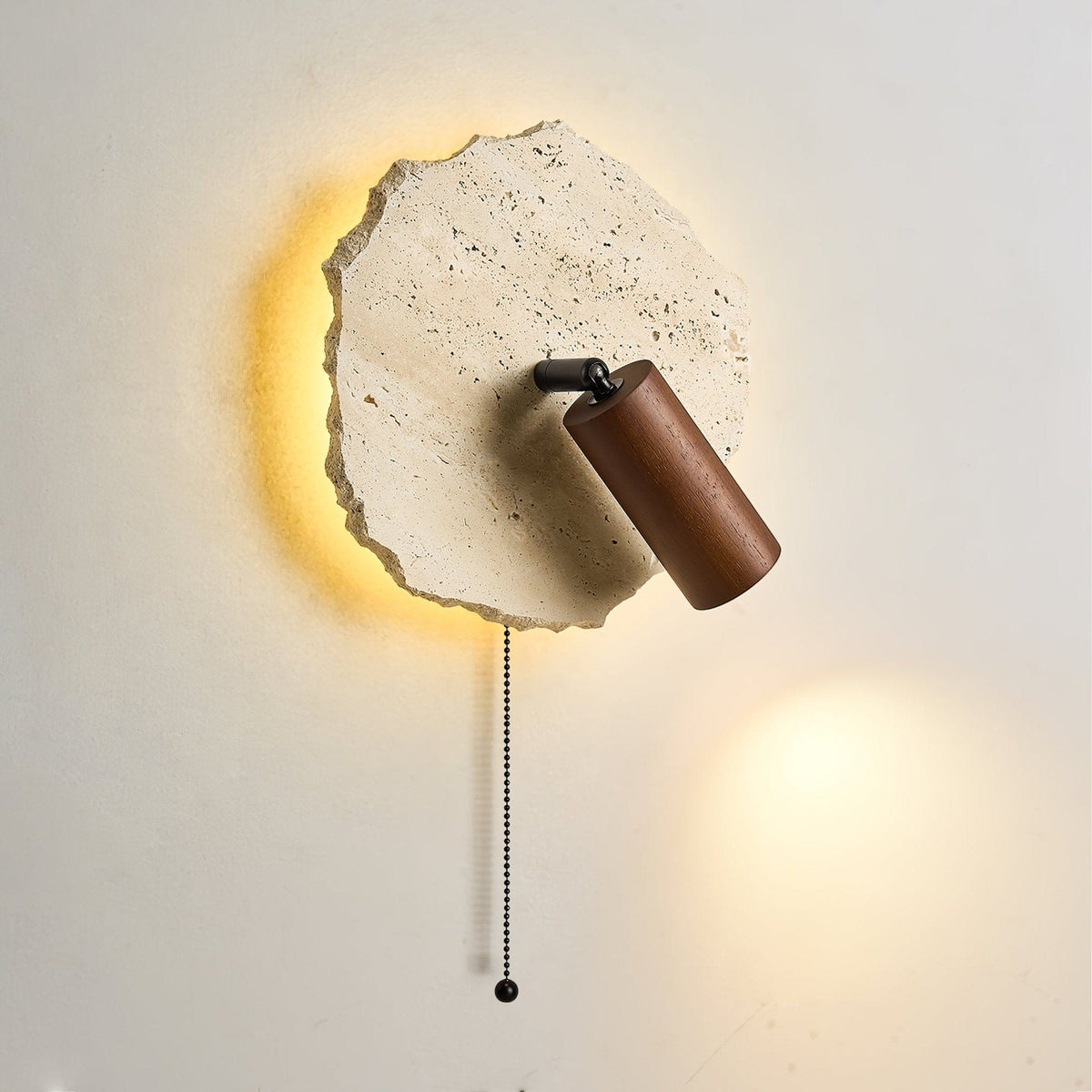 Nøordka Light Bespoke Wall Light Fixture Travertine Contemporary Walnut Accent Wall Light