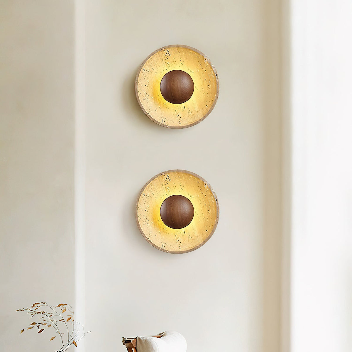 Nøordka Light Bespoke Wall Light Fixture Travertine Nordic Inspired Design Wall Light