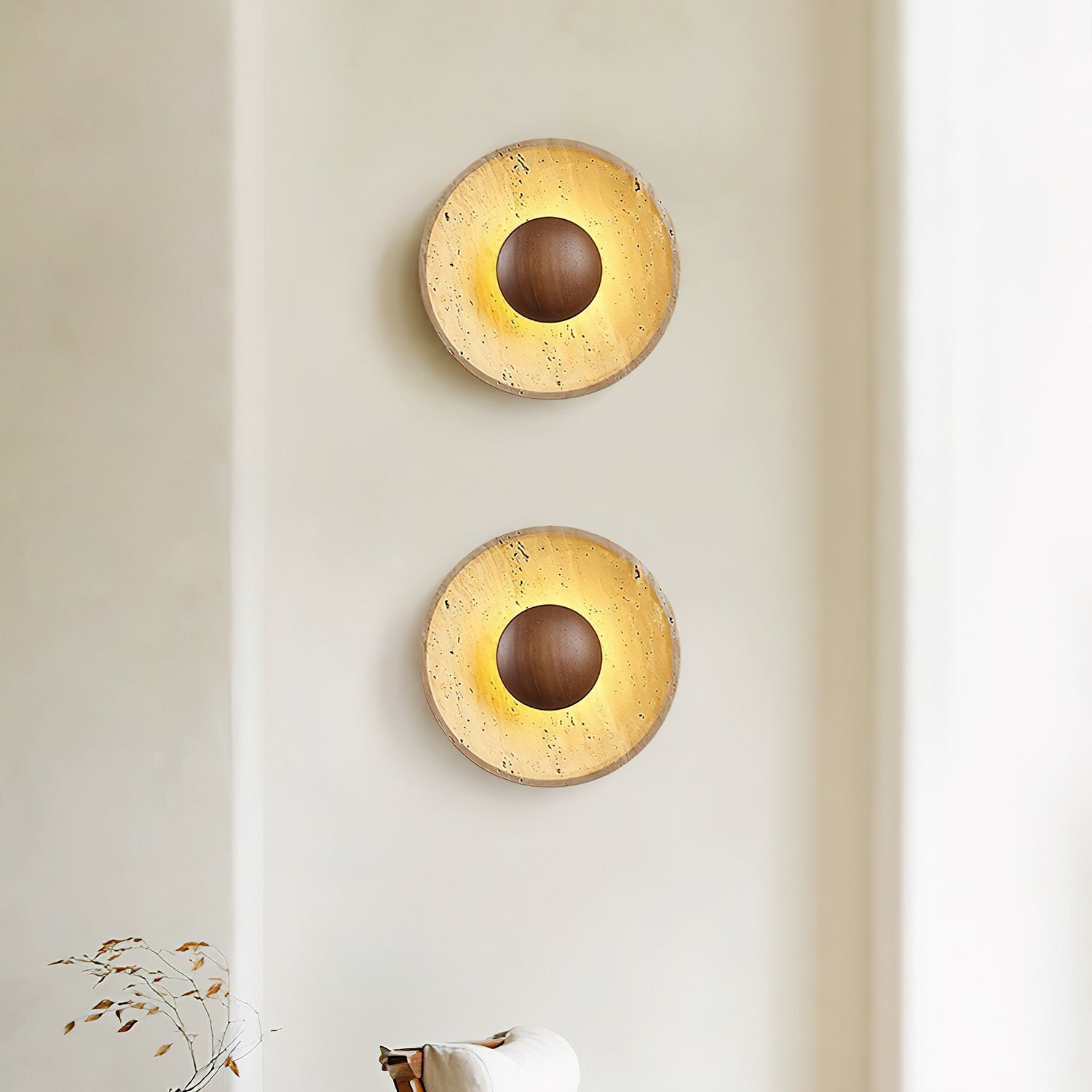Nøordka Light Bespoke Wall Light Fixture Travertine Nordic Inspired Design Wall Light