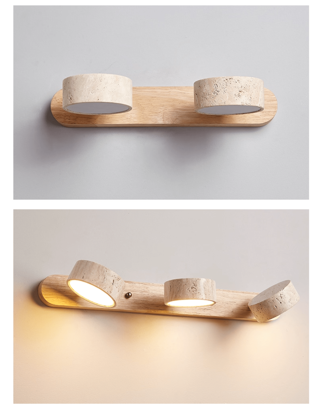 Nøordka Light Bespoke Wall Light Fixture Travertine Stone Nordic Inspired Wall Light