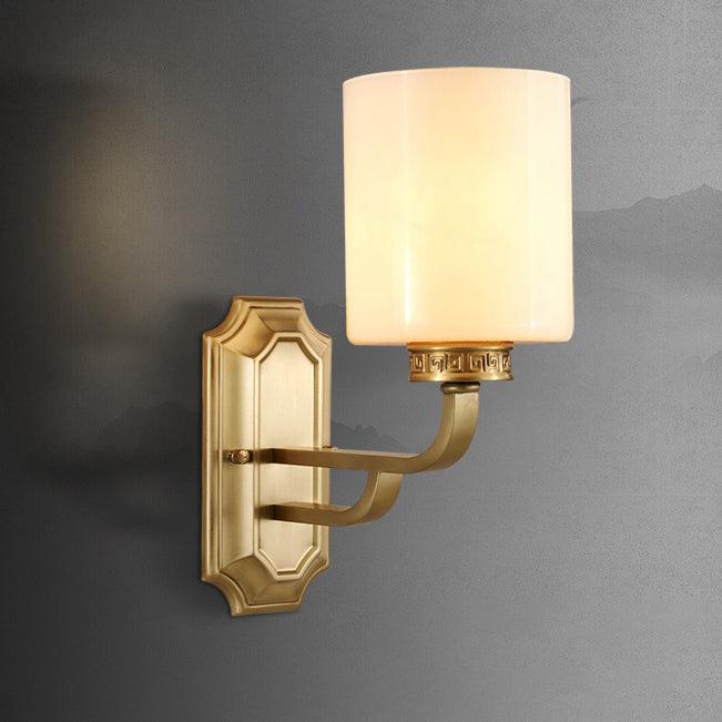 Nøordka Light Bespoke Wall Light Fixture W 5.1″ x H 11.4″ / W 13cm x H 29cm / Brass & White Polished Copper Contemporary Glass Wall Sconce