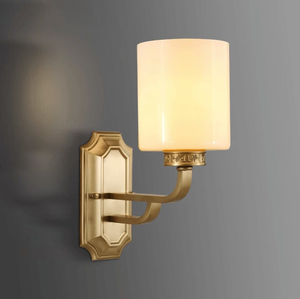 Nøordka Light Bespoke Wall Light Fixture W 5.1″ x H 11.4″ / W 13cm x H 29cm / Brass & White Polished Copper Contemporary Glass Wall Sconce