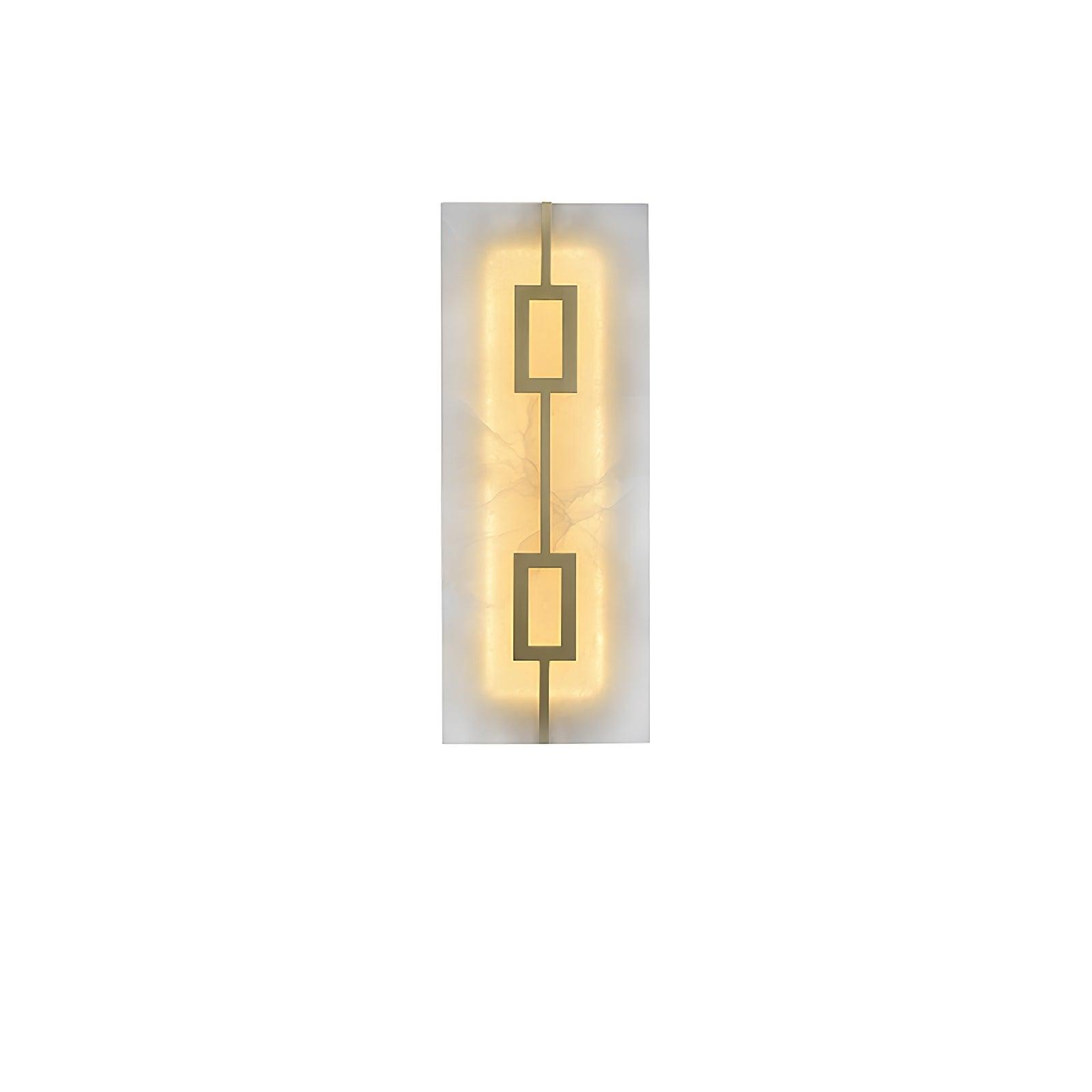 Nøordka Light Bespoke Wall Light Fixture W 6.5″ x H 16.7″ /  W 16.5cm x H 42.5cm / Brass & White / Warm Light Square Alabaster Contemporary Wall Light