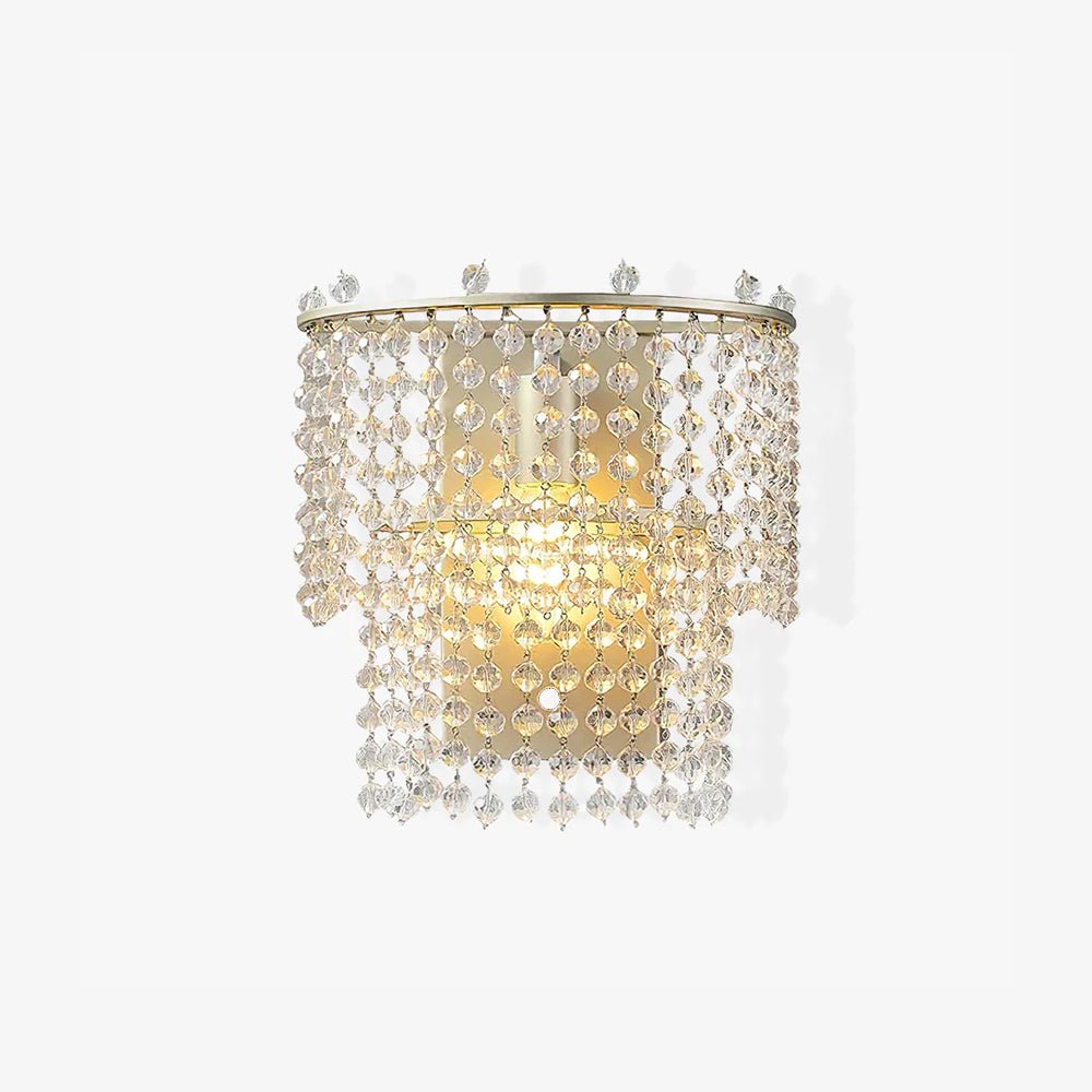 Nøordka Light Bespoke Wall Light Fixture W 9.3″ x D 5.7″ x H 13.4″ / W 23.5cm x D 14.5cm x H 34cm / Gold+Clear Crystal Waterfall Contemporary Wall Sconce