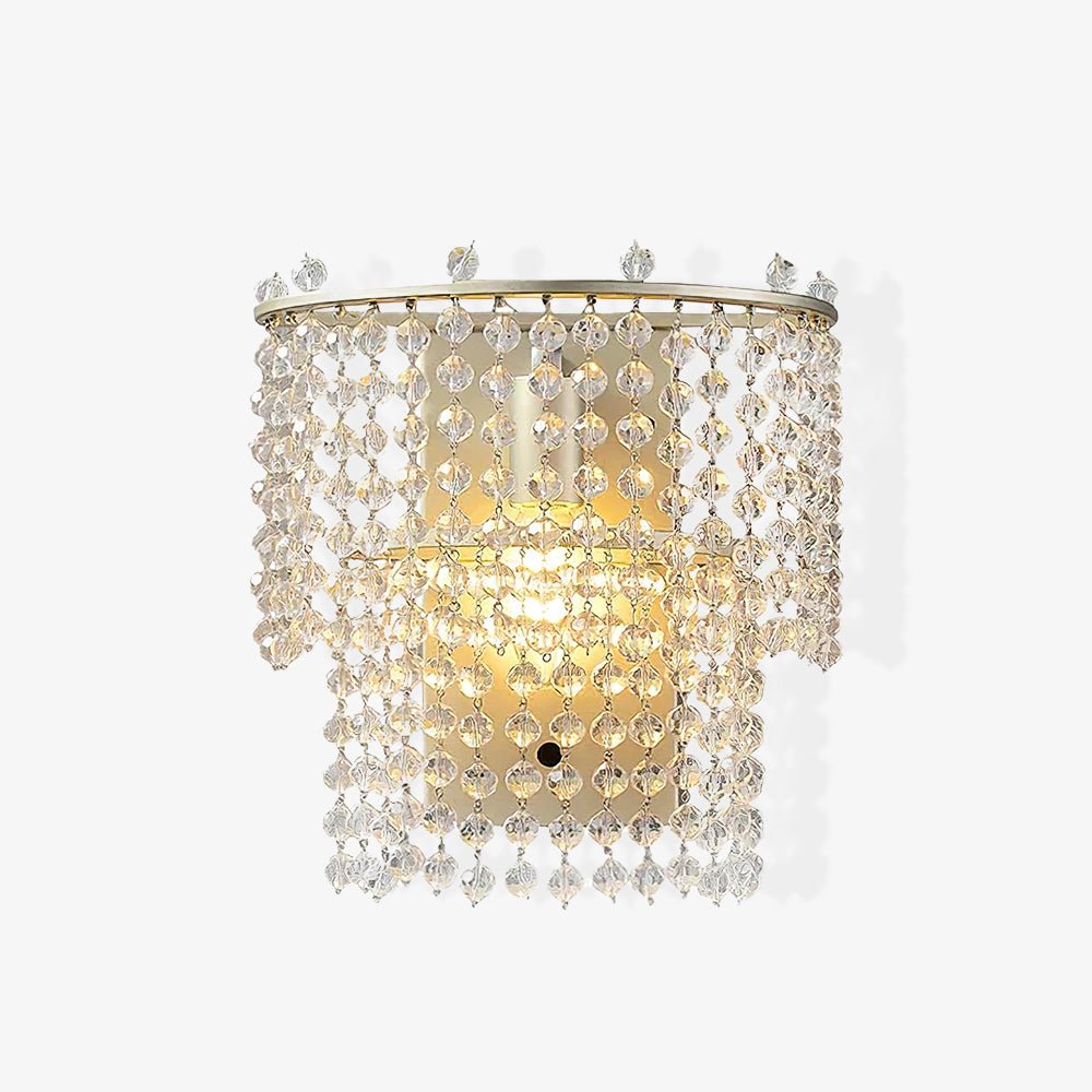 Nøordka Light Bespoke Wall Light Fixture W 9.3″ x D 5.7″ x H 13.4″ / W 23.5cm x D 14.5cm x H 34cm / Gold+Clear Crystal Waterfall Contemporary Wall Sconce