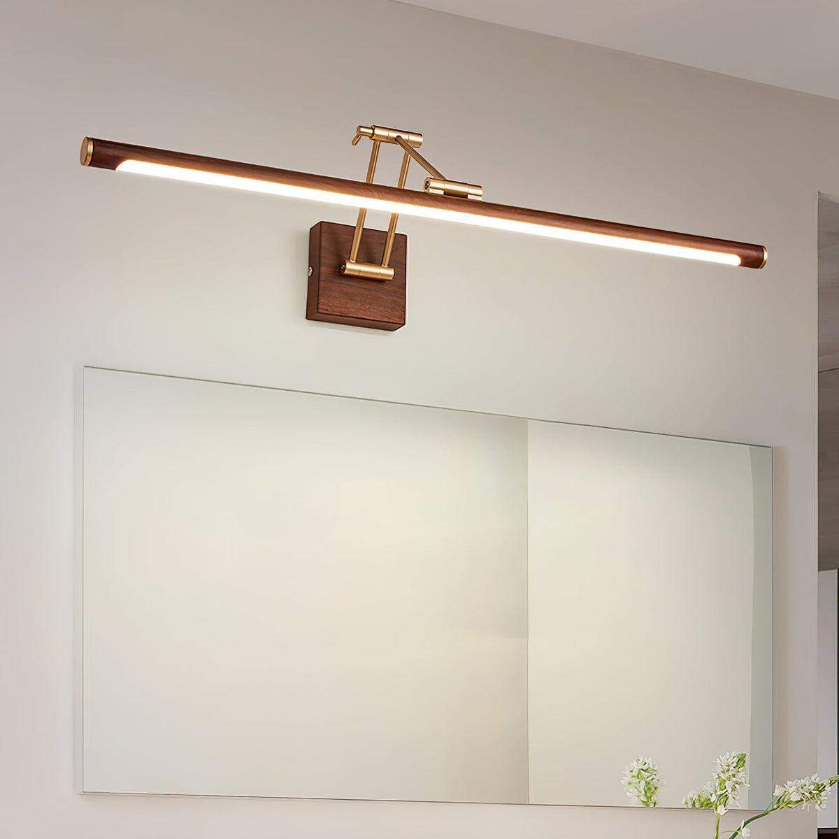 Nøordka Light Bespoke Wall Light Fixture Walnut Tone Linear Contemporary Wall Light